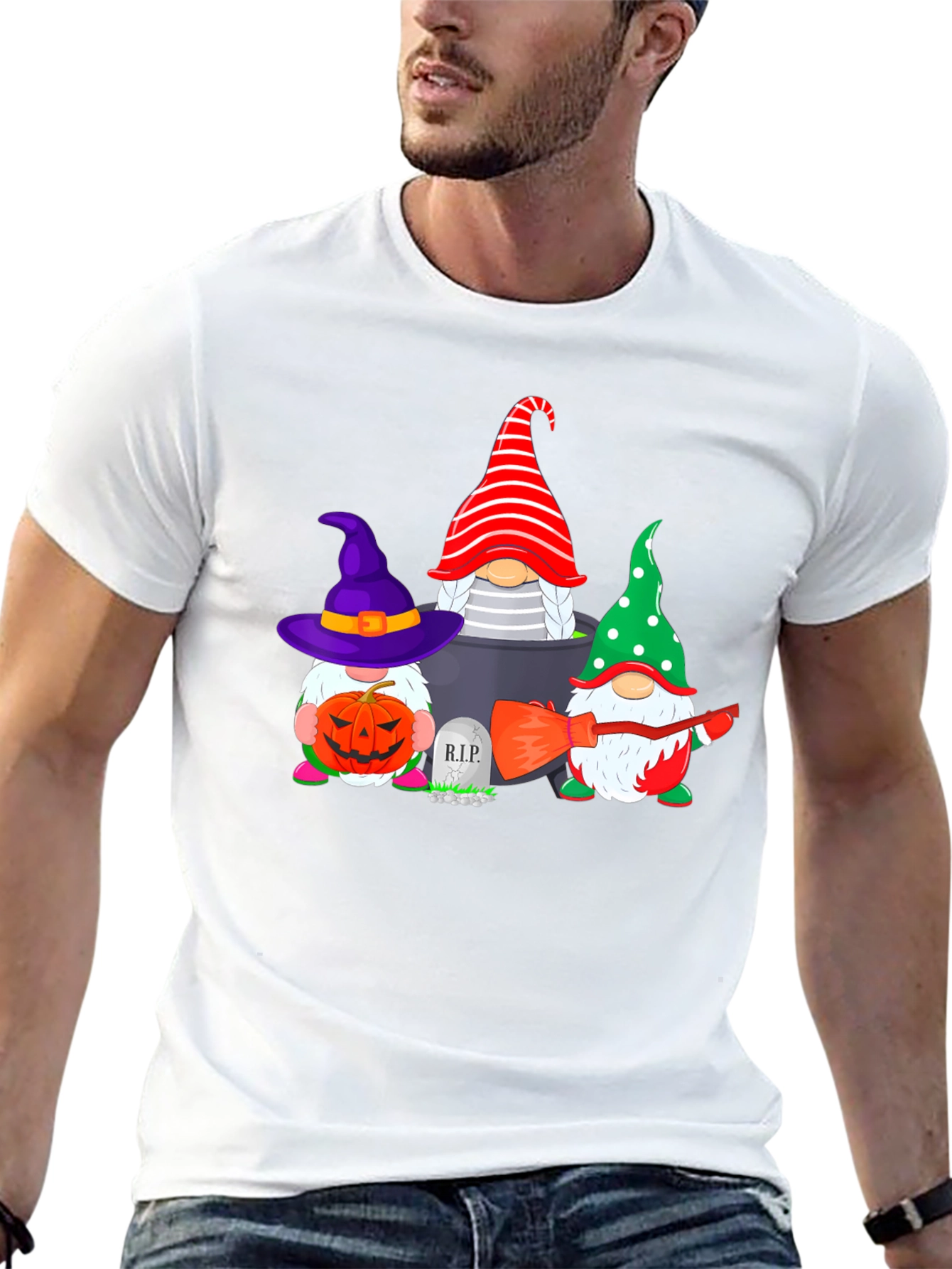 Black Halloween Gnomes Black T-Shirt view 13