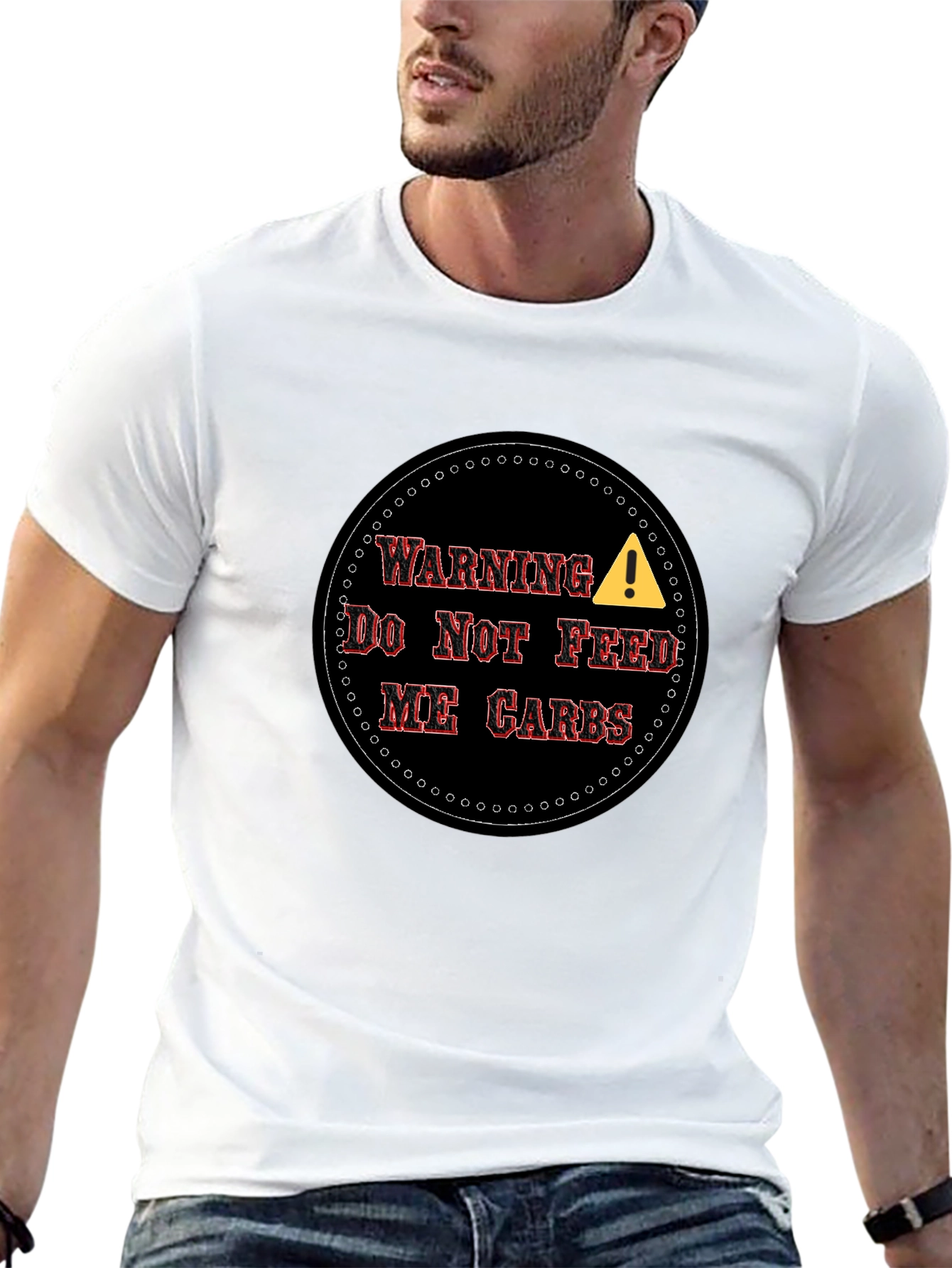 Black Warning: No Carbs Men's T-Shirt view 13