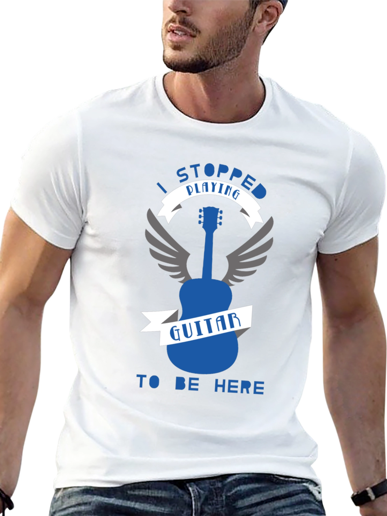 Black I Stopped Playing Guitar T-Shirt - Funny Musician Tee view 13