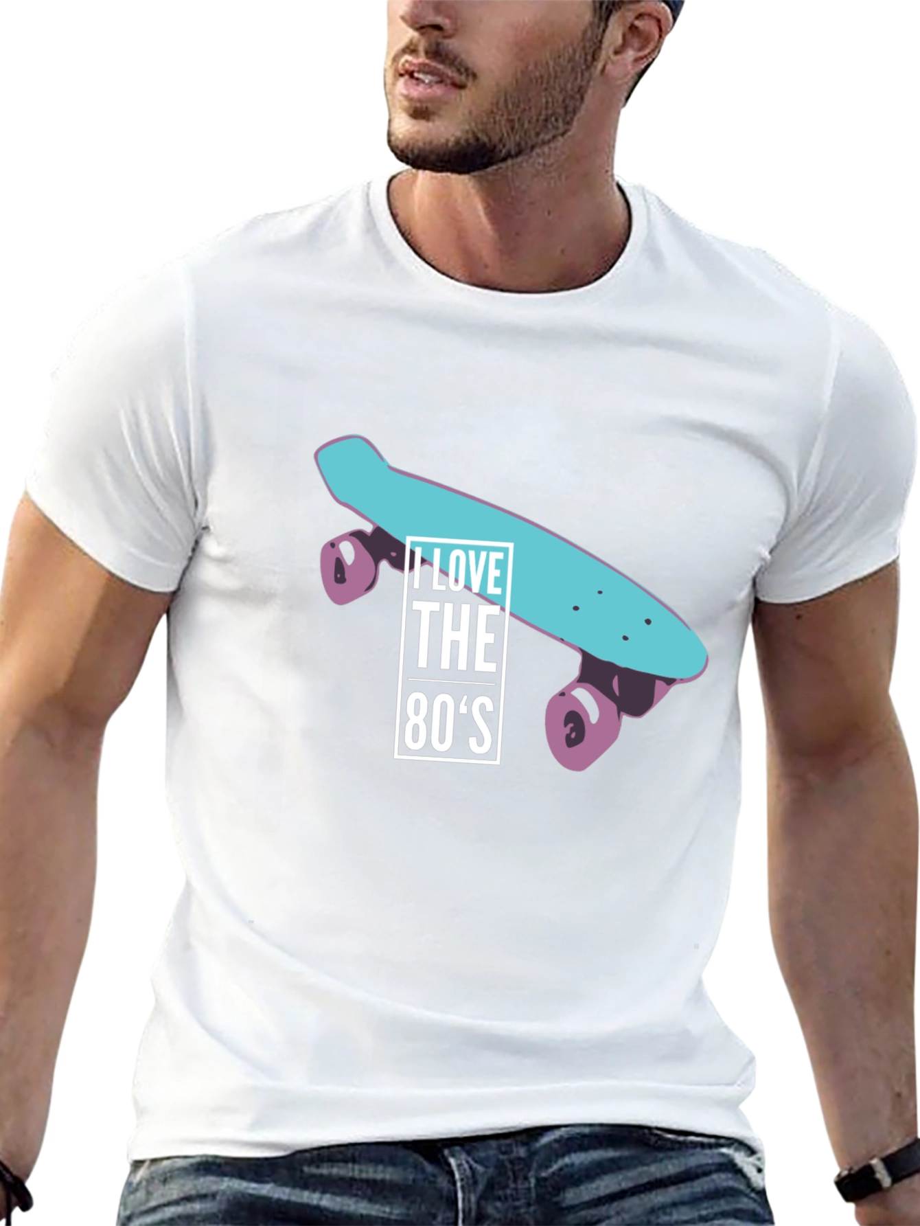 Black I Love the 80s Skateboard Graphic T-Shirt view 13