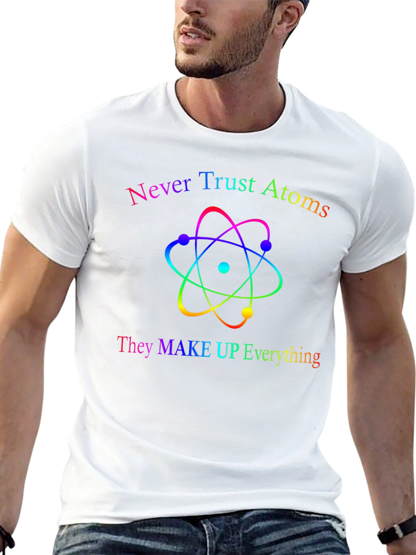 Black Never Trust Atoms T-Shirt - Funny Science Tee view 13