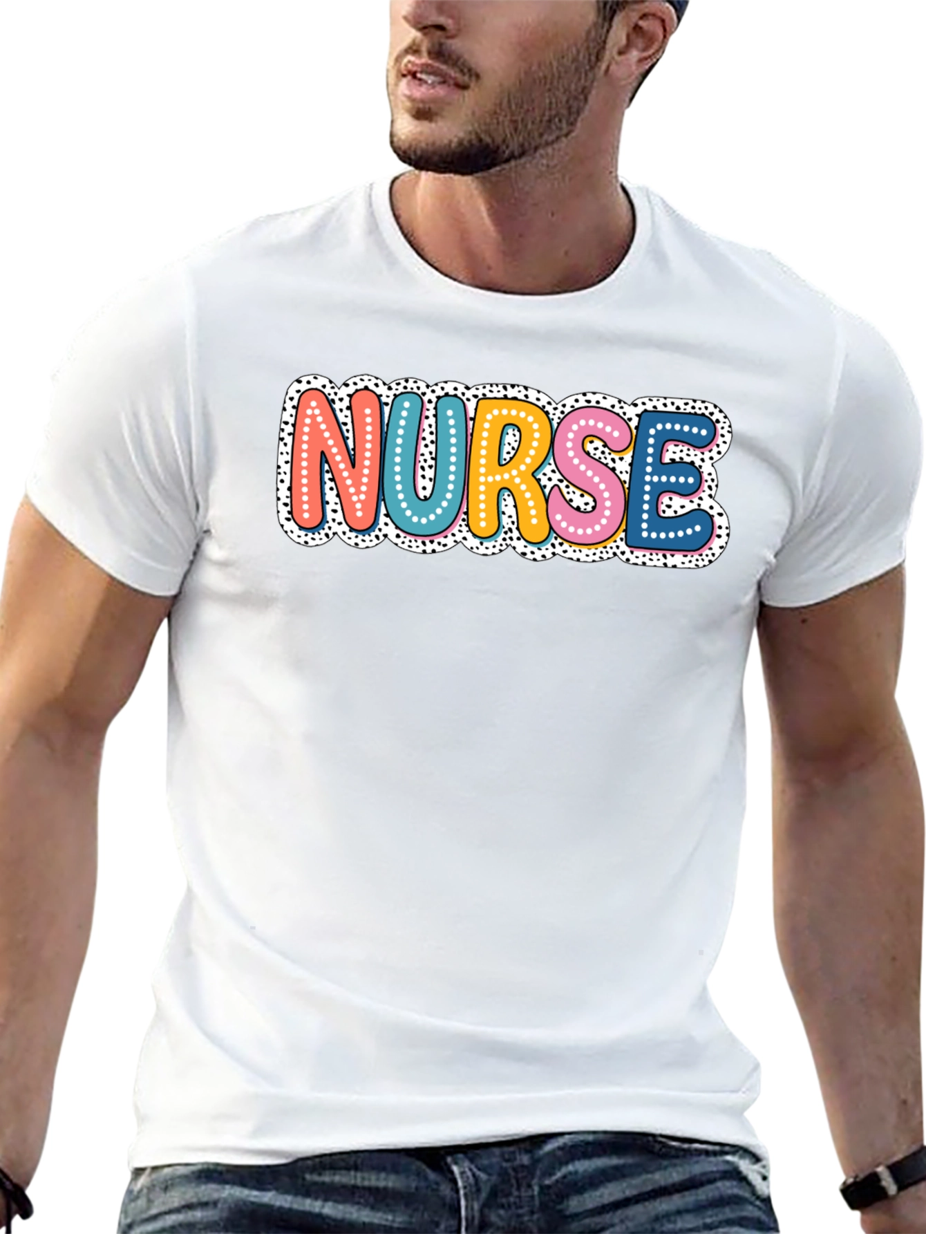 Black Colorful Nurse T-Shirt - Novelty Graphic Tee view 13