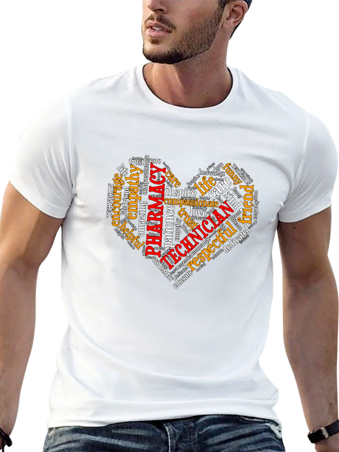Black Pharmacy Technician Heart Word Art T-Shirt view 13