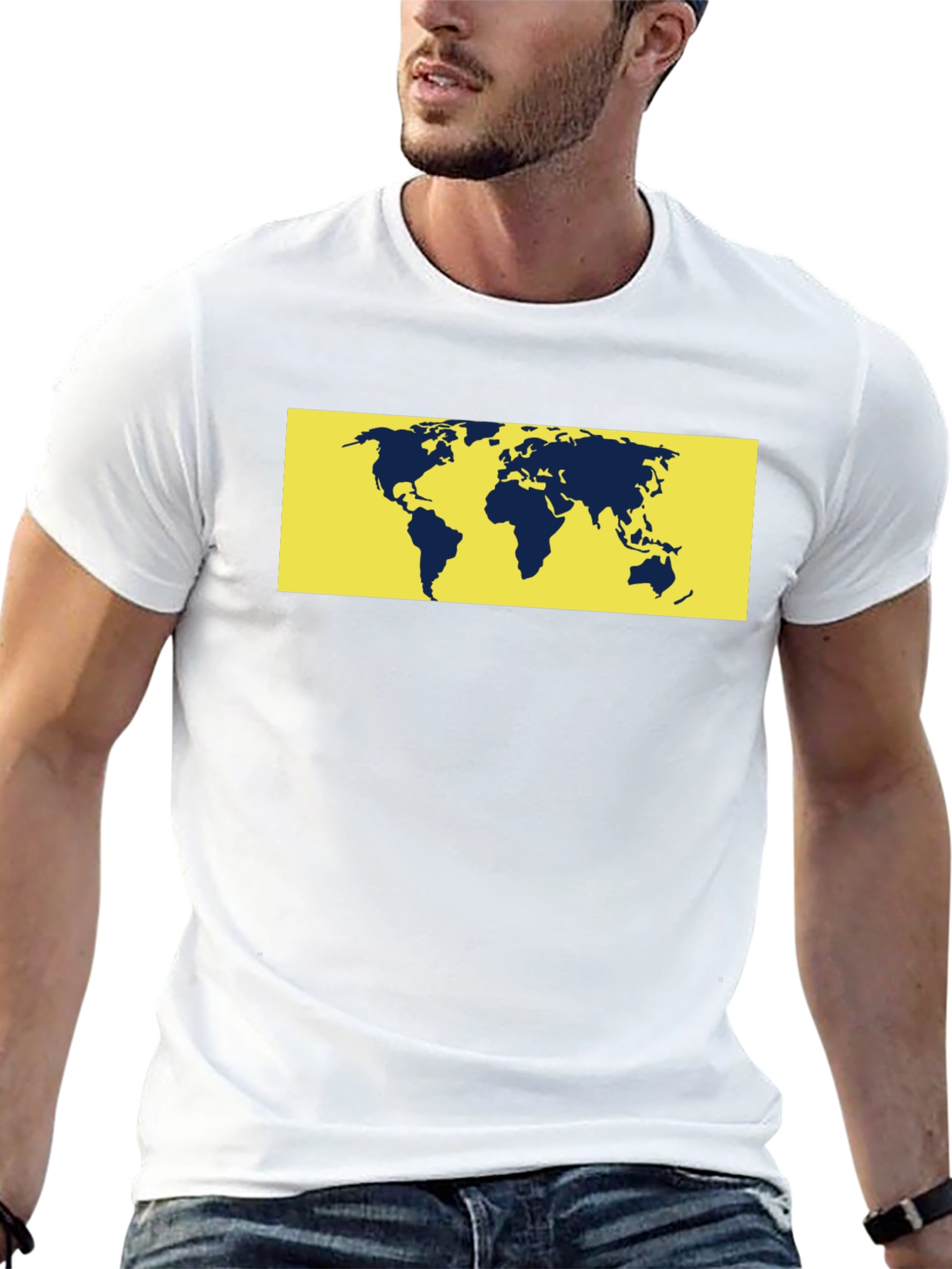 Black World Map Graphic Tee - Men's Black T-Shirt view 13