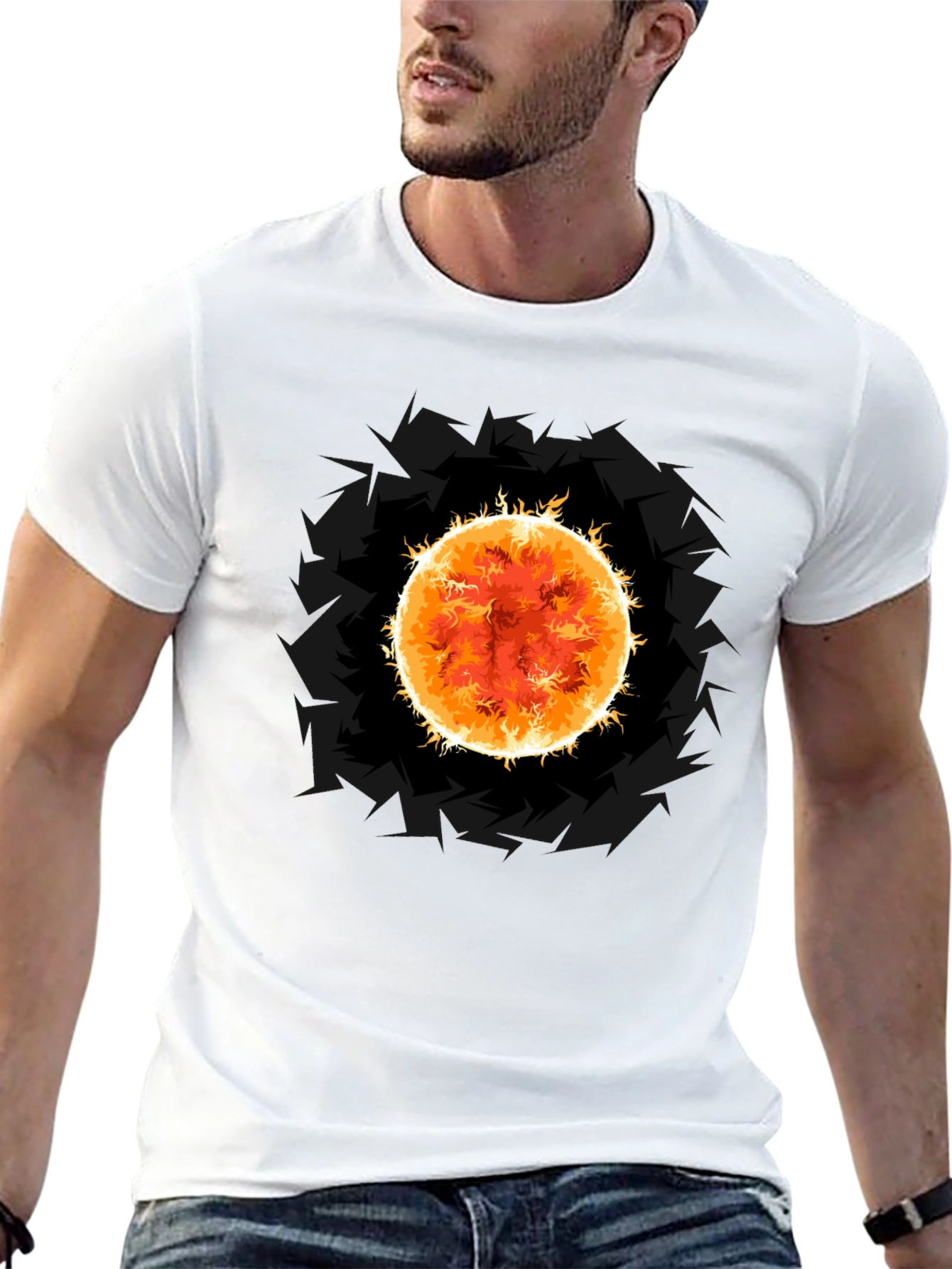 Black Solar Flare Graphic Tee - Premium Black Cotton T-Shirt view 13