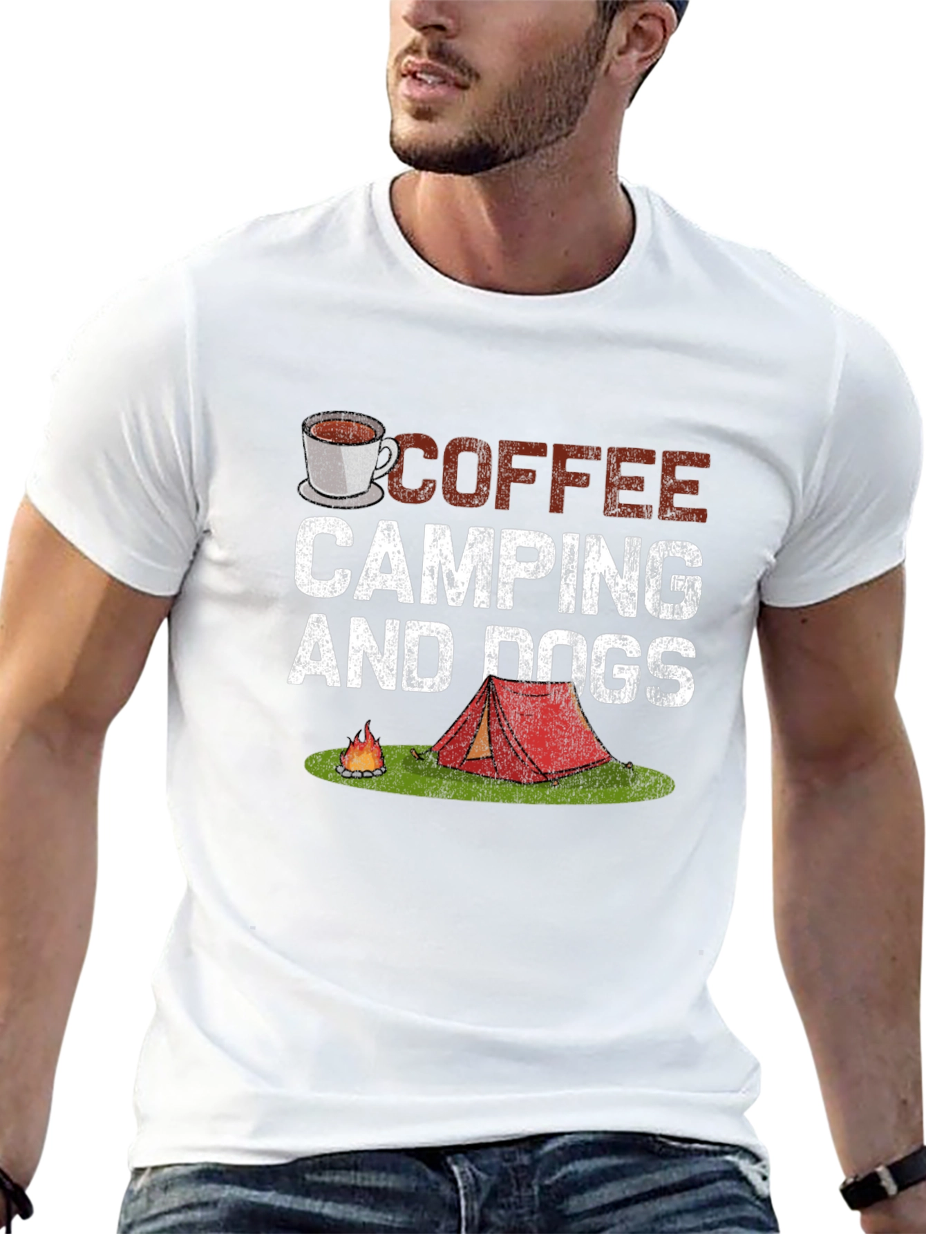 Black Coffee Camping Dogs T-Shirt - Outdoor Adventure Tee view 13