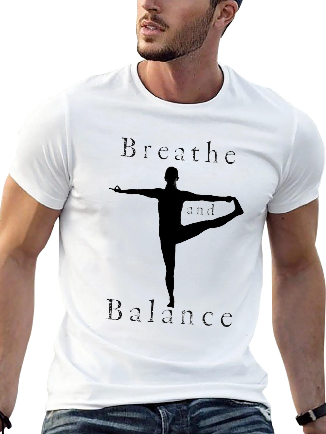 Black Yoga Pose Graphic Tee - Black Cotton Casual Shirt view 13