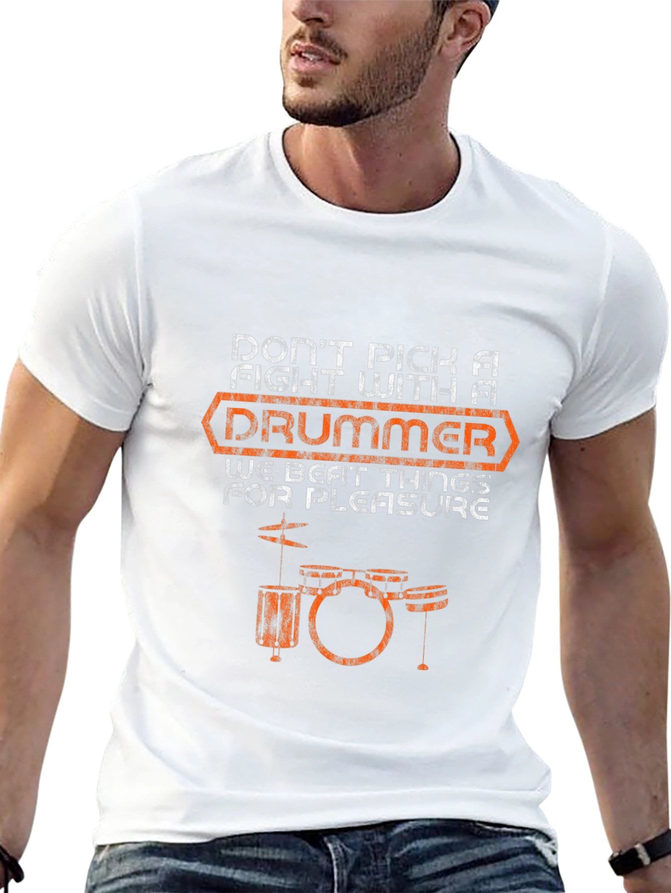 Black Drummer Graphic T-Shirt - Funny Music Tee view 13