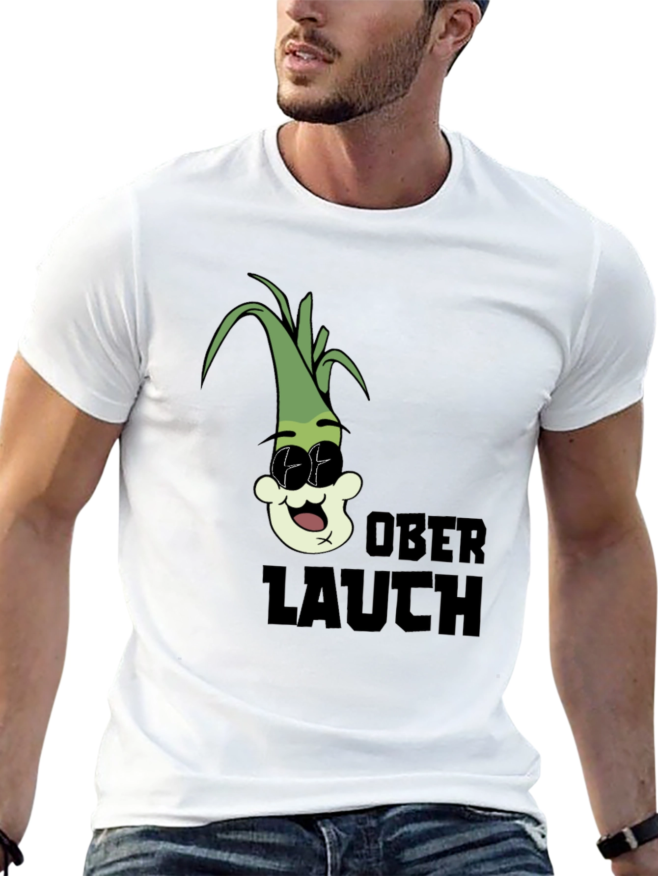 Black Oberlauch Funny Cartoon Leek Graphic T-Shirt view 13
