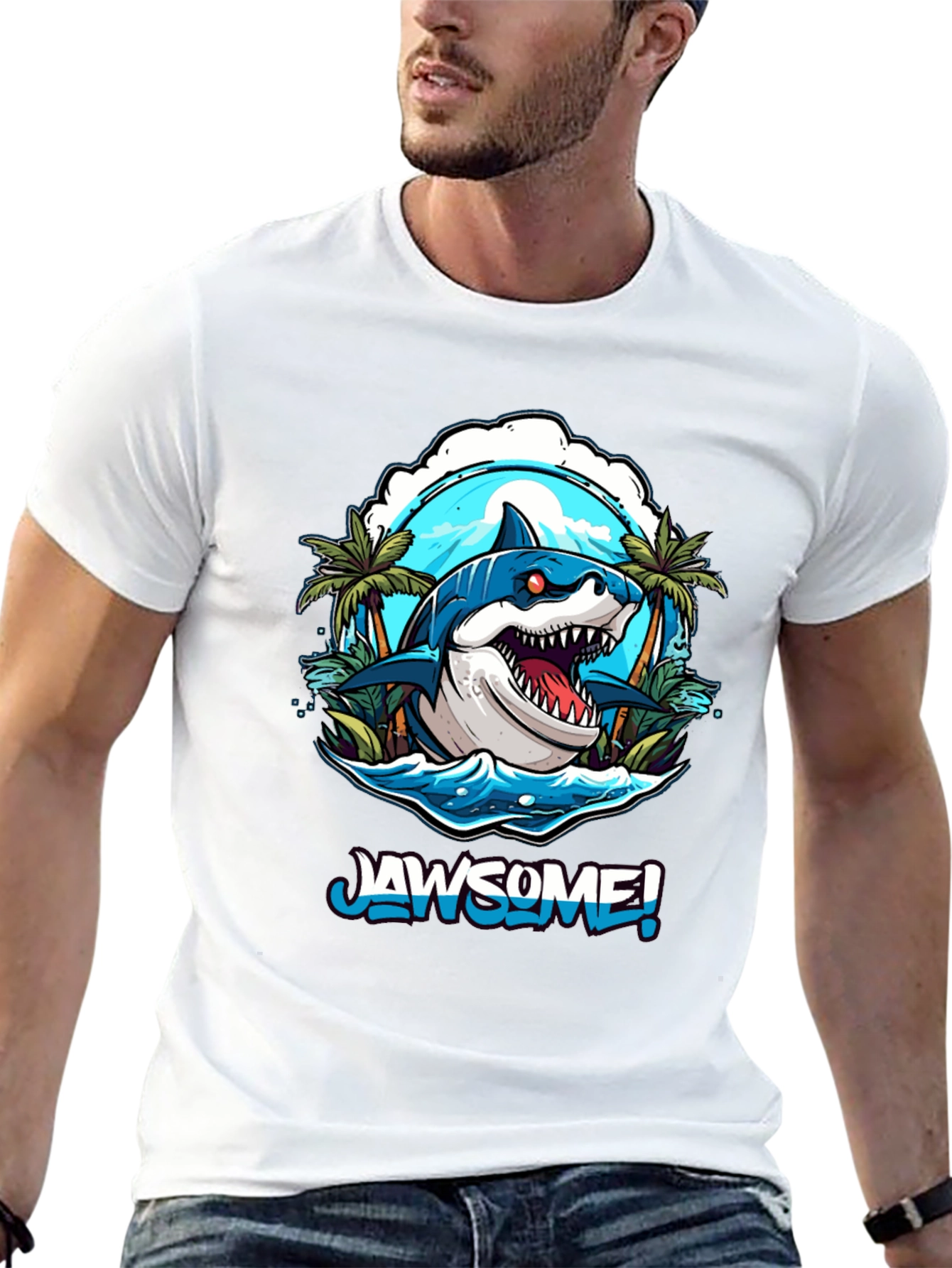 Black Jawsome Shark Graphic Tee - Men's Black T-Shirt view 13