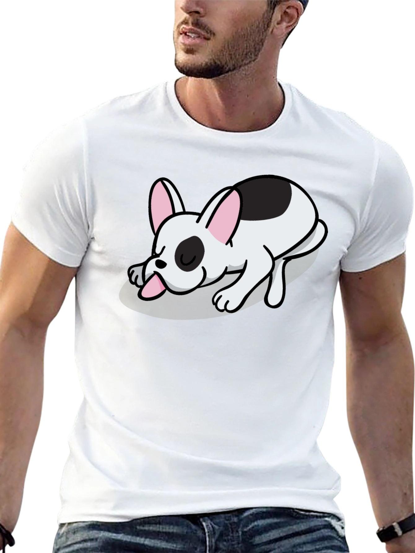 Sleeping Dog Graphic Tee - Black Cotton Blend - 13