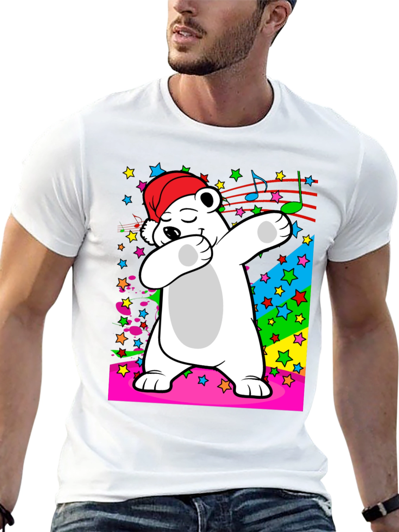 Black Dabbing Polar Bear T-Shirt - Fun Graphic Tee view 13