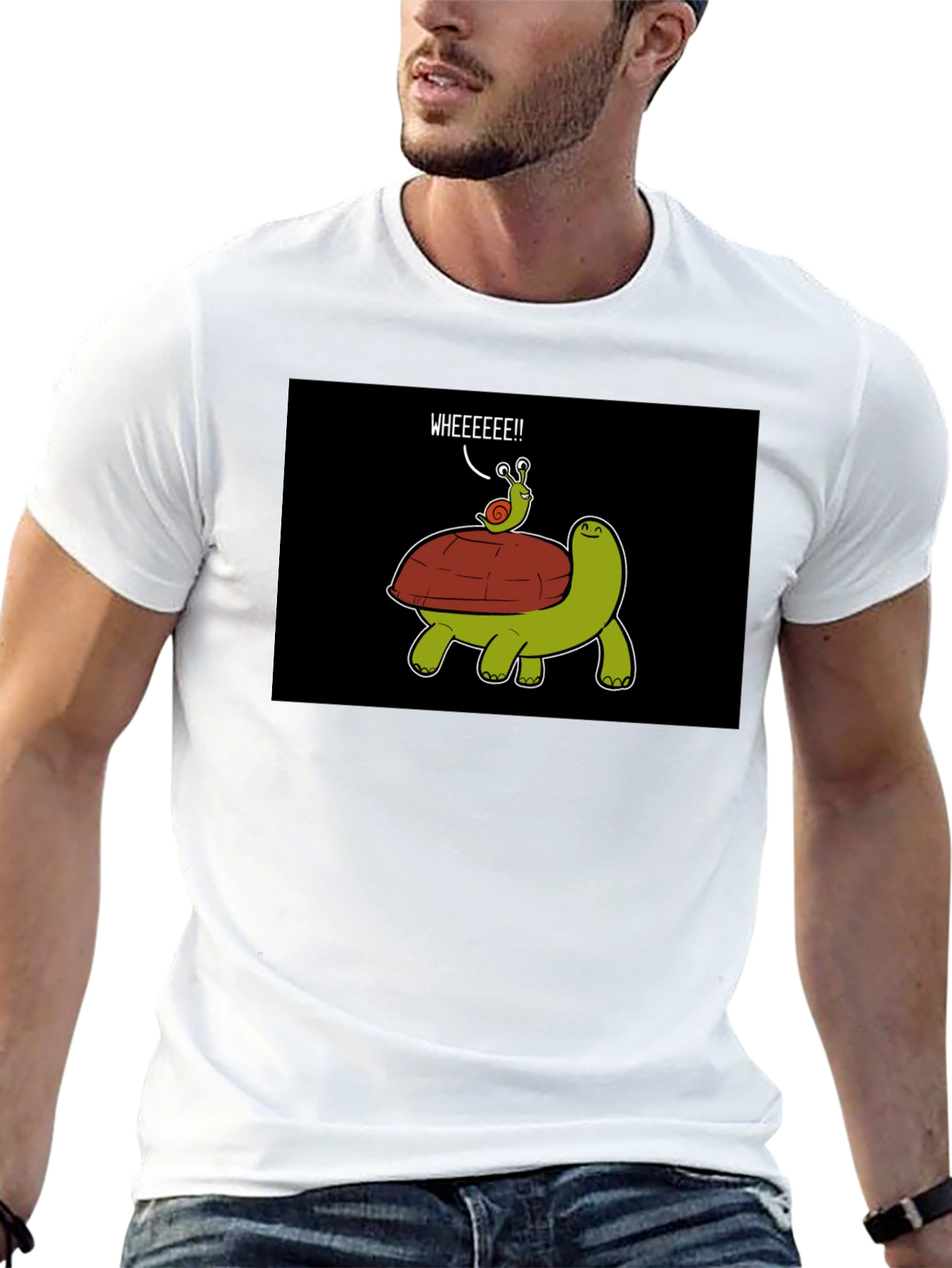 Black Funny Snail Riding Turtle T-Shirt view 13