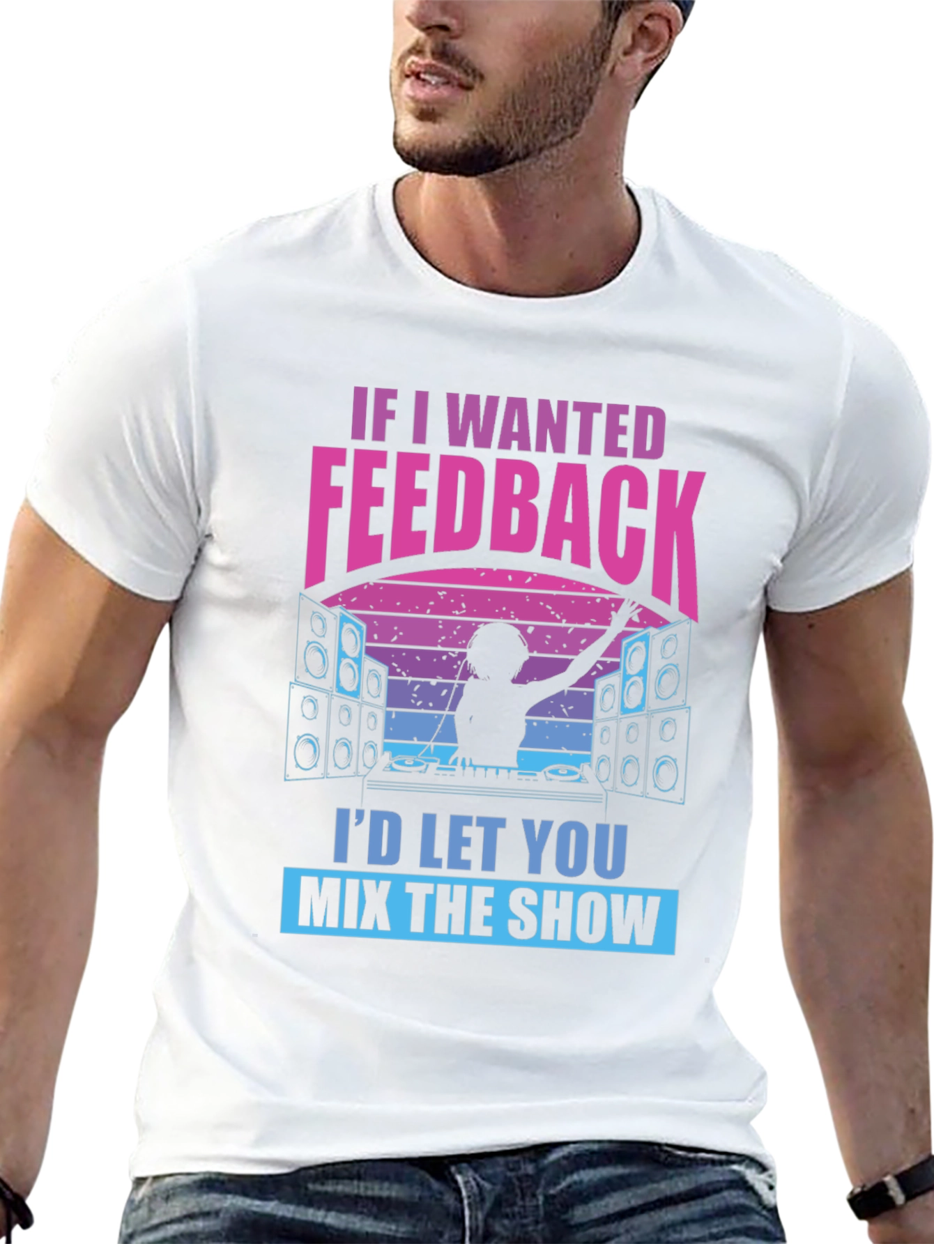 Black DJ Feedback Graphic Tee - Funny Music Mixer Shirt view 13