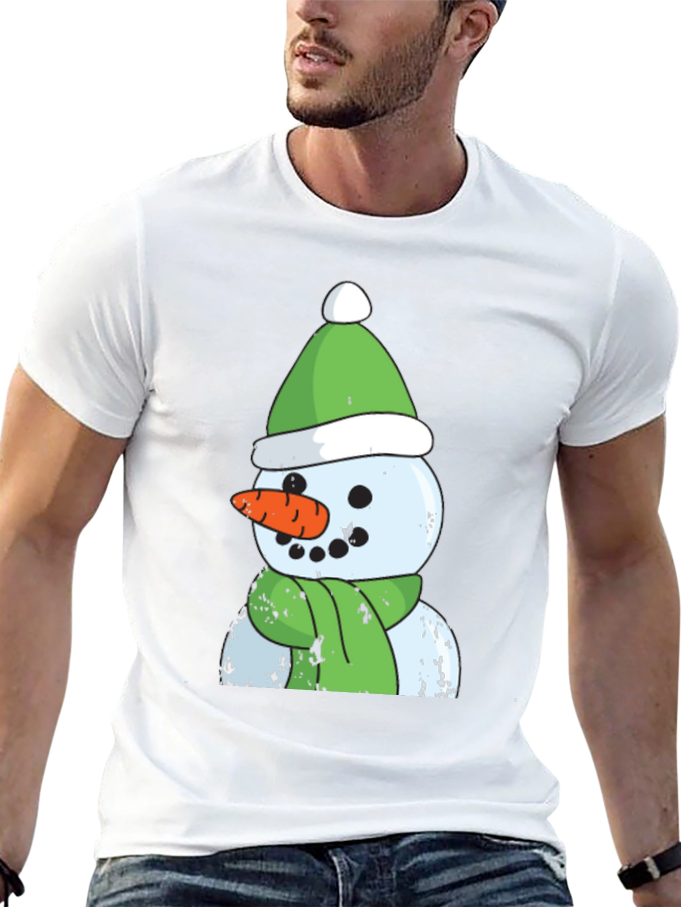 Black Snowman Graphic Tee - Festive Holiday Apparel view 13