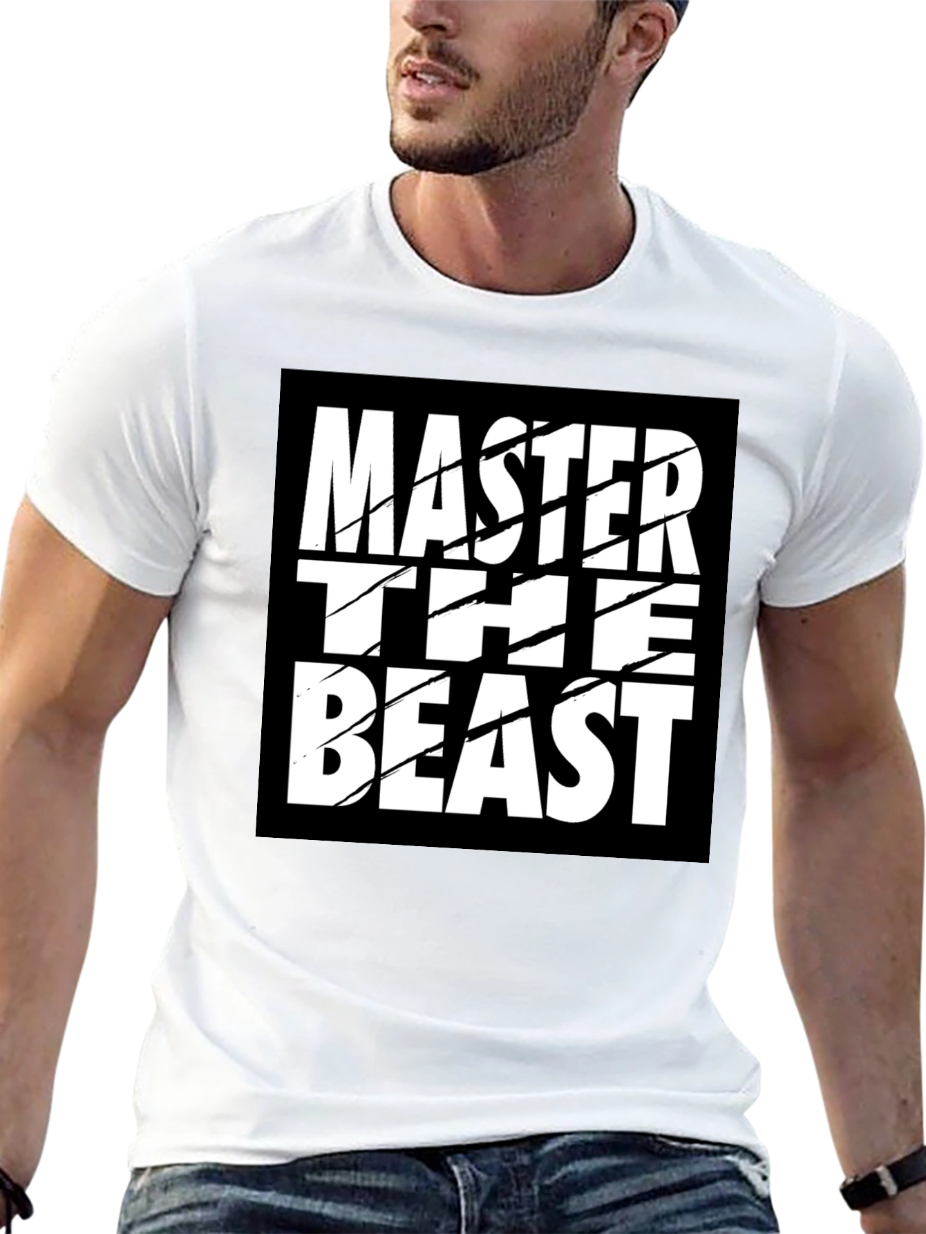Black Master the Beast Black Graphic Tee Shirt view 13