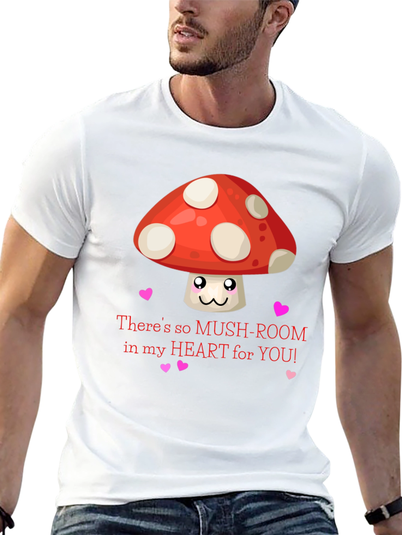 Black Mushroom Heart Valentine T-Shirt, Cute Love Tee view 13