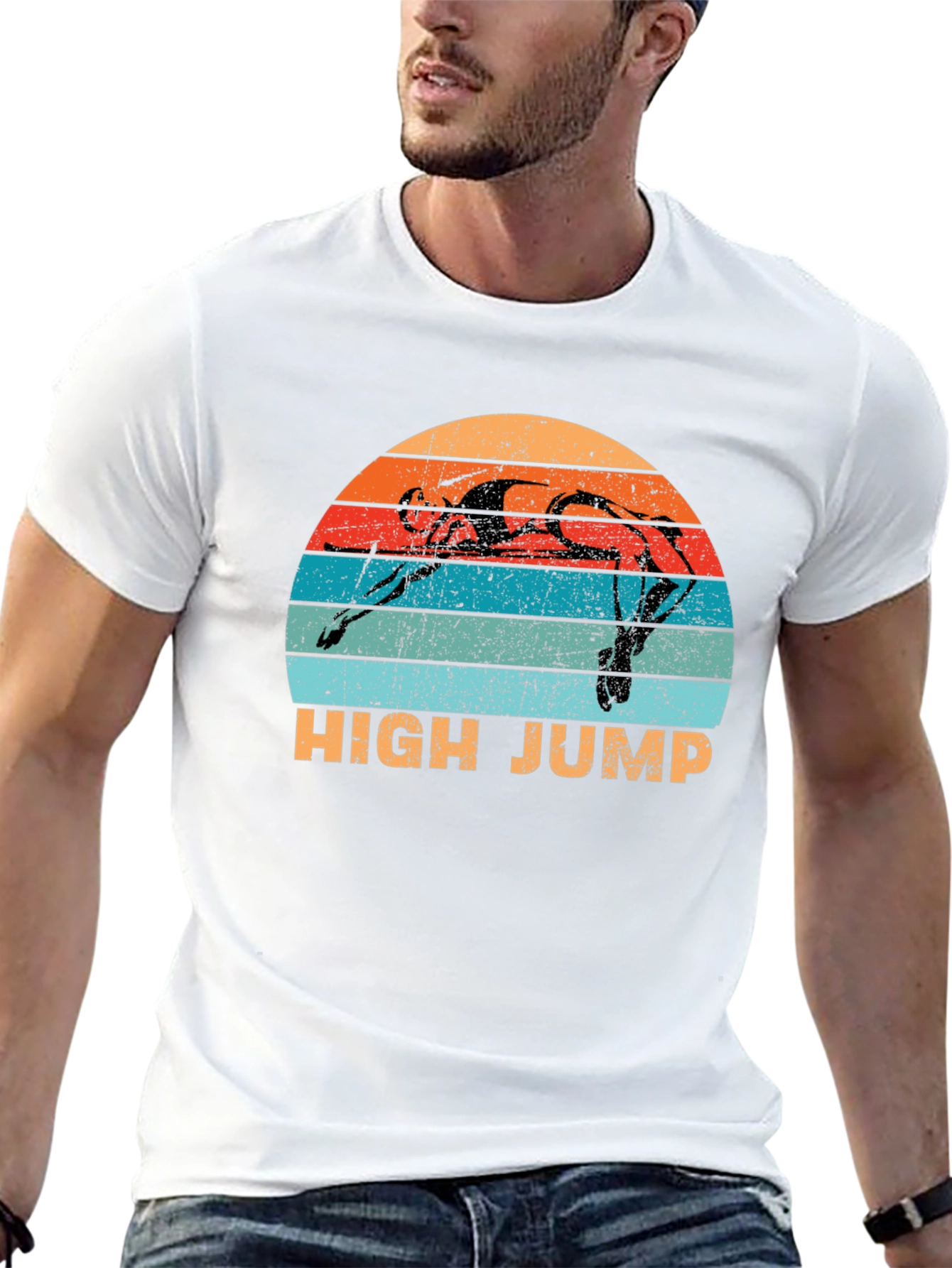 Black High Jump Retro Sunset Graphic Tee - Sport Shirt view 13