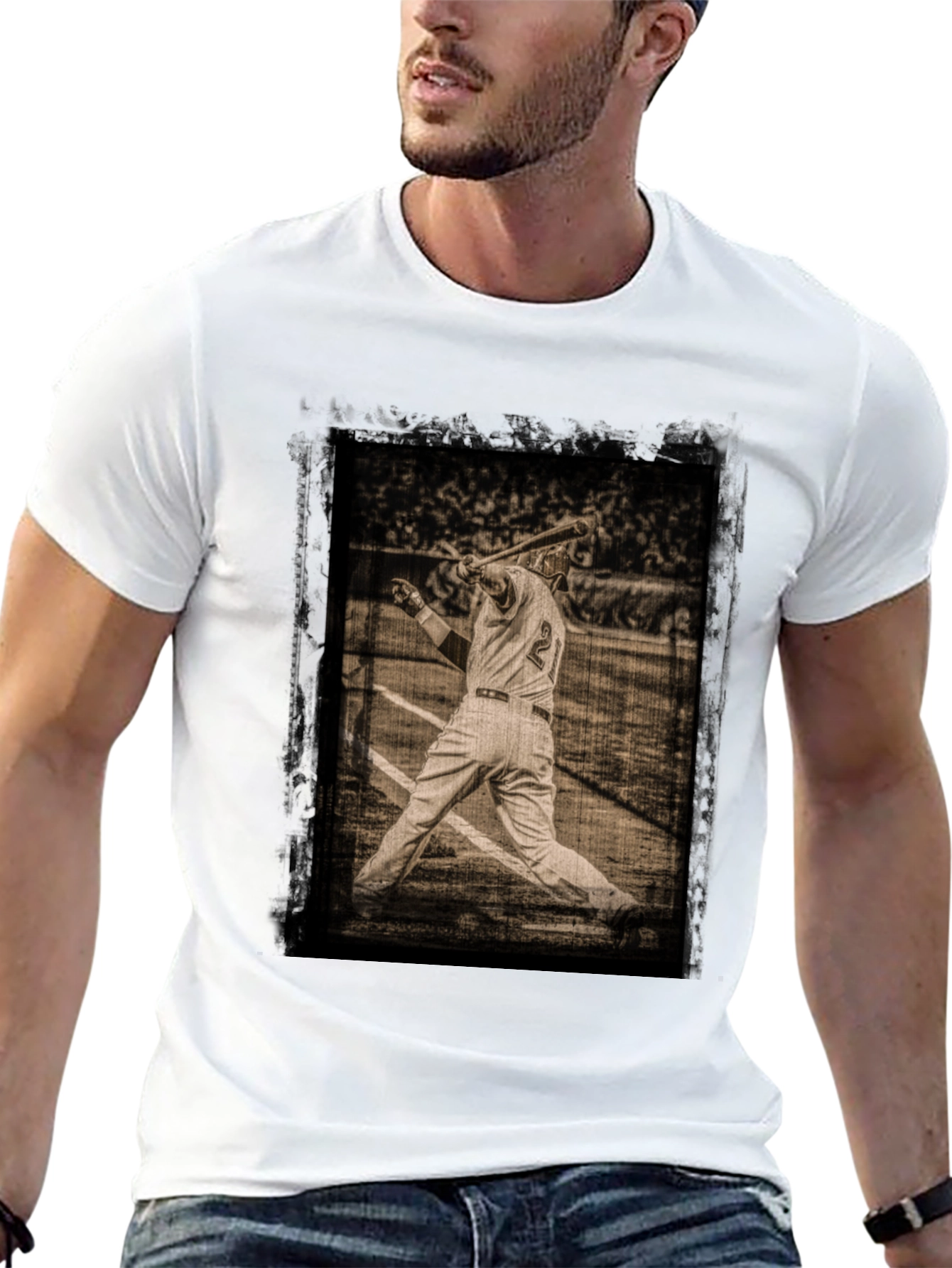 Black Vintage Baseball Player Graphic Tee view 13