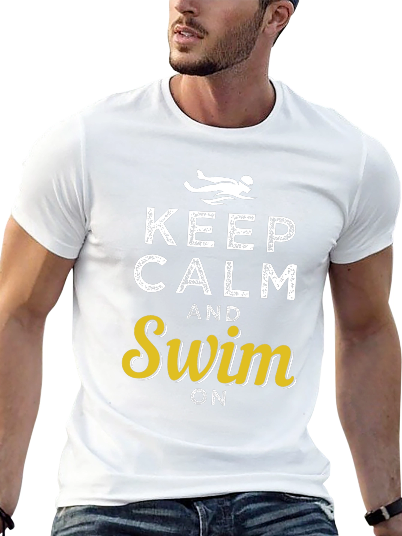 Black Keep Calm and Swim On Graphic Tee view 13