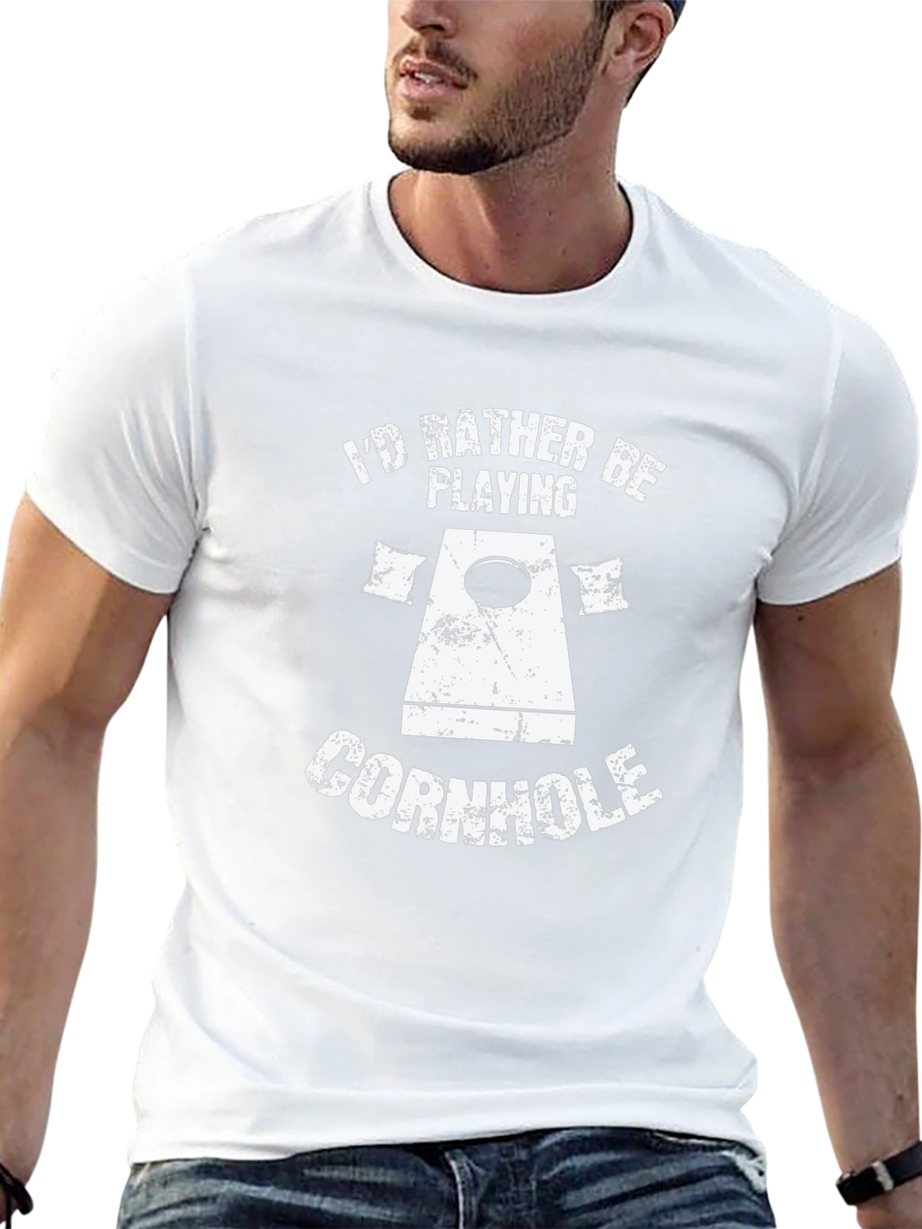 Black I'd Rather Be Playing Cornhole T-Shirt view 13