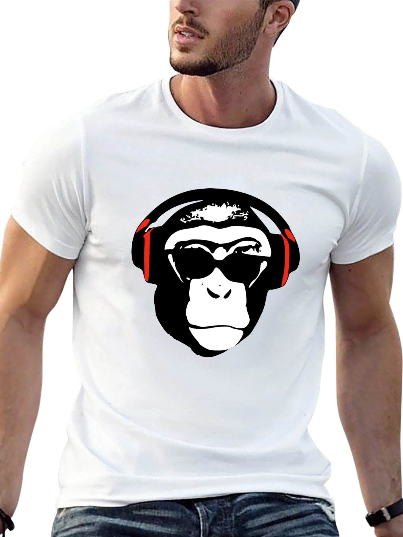 Black Cool Monkey Graphic Tee - Black Short Sleeve T-Shirt view 13