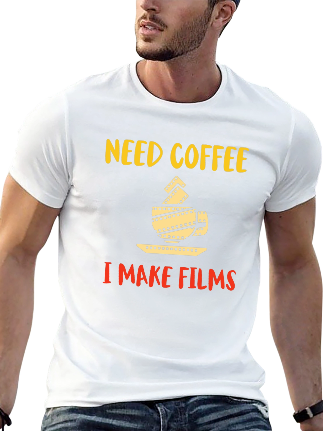 Black Need Coffee I Make Films Graphic T-Shirt view 13