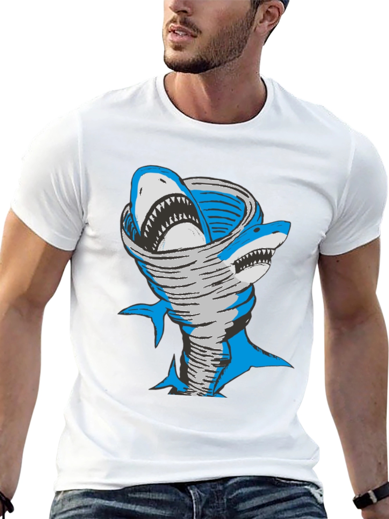 Black Shark Tornado Graphic Tee - Black Cotton Blend view 13