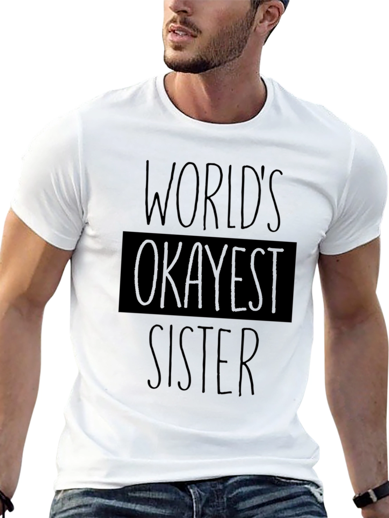 Black World's Okayest Sister T-Shirt - Novelty Gift view 13