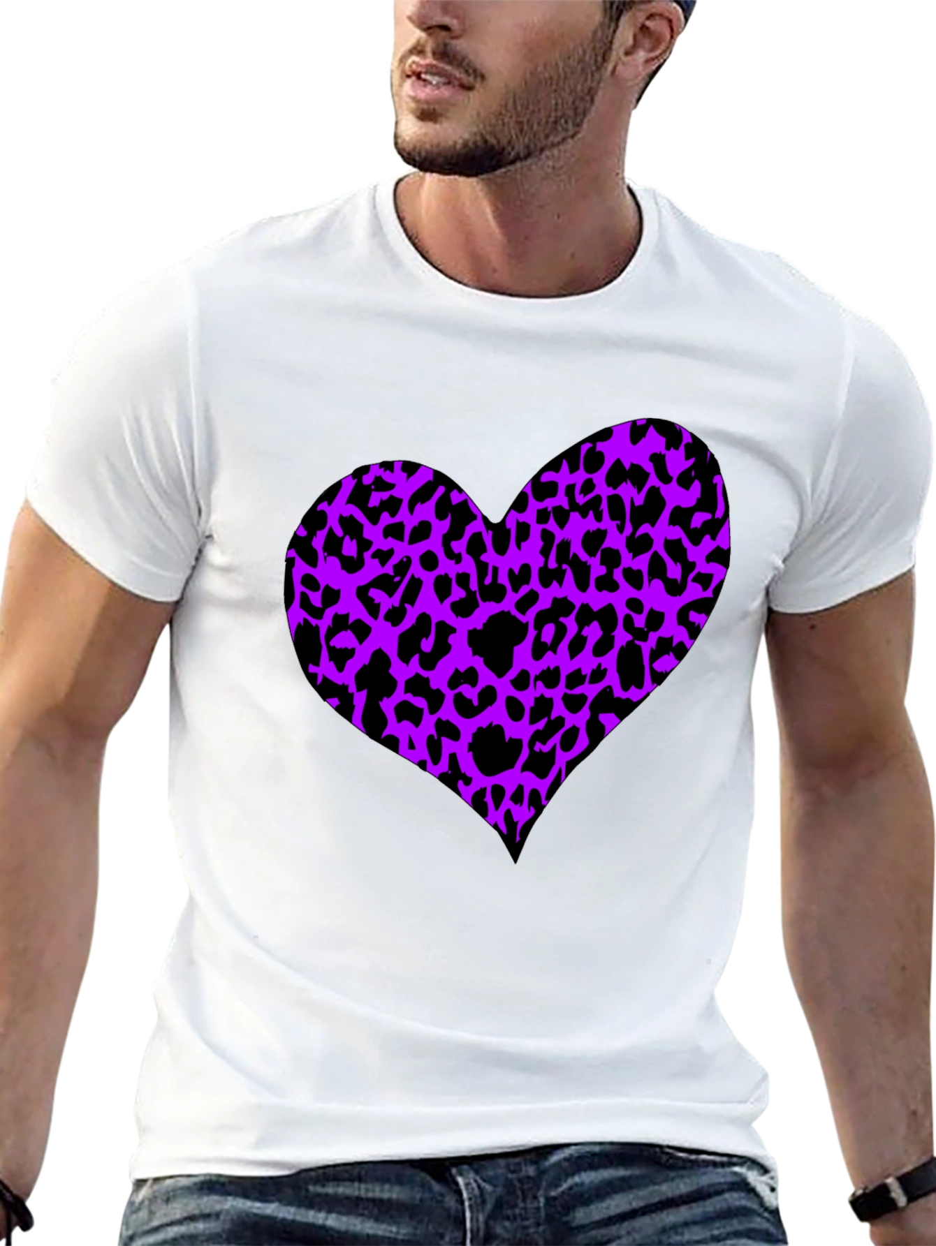Black Leopard Print Heart Tee - Trendy Graphic T-Shirt view 13