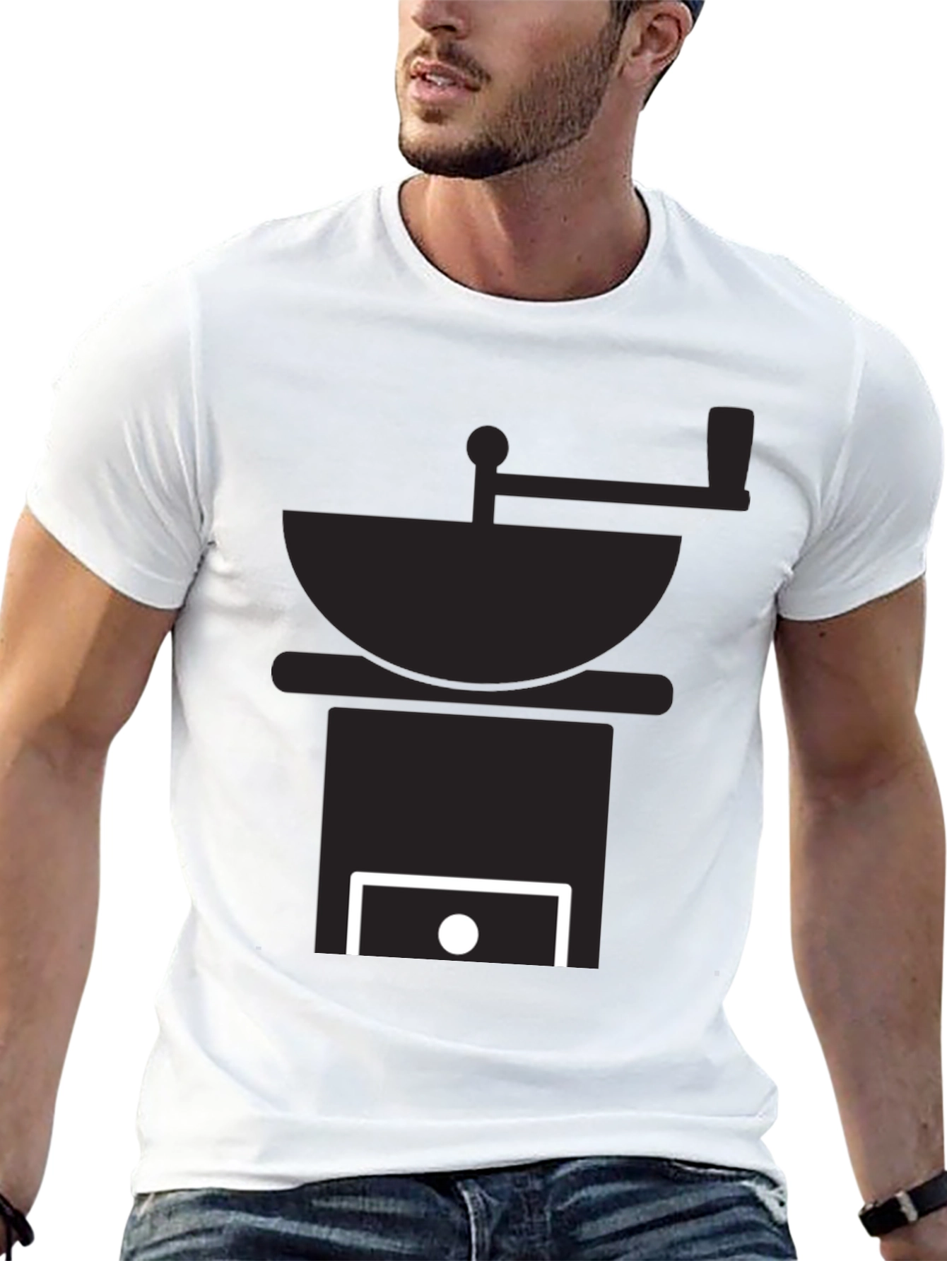 Black Coffee Grinder Graphic Tee - Black Cotton T-Shirt view 13