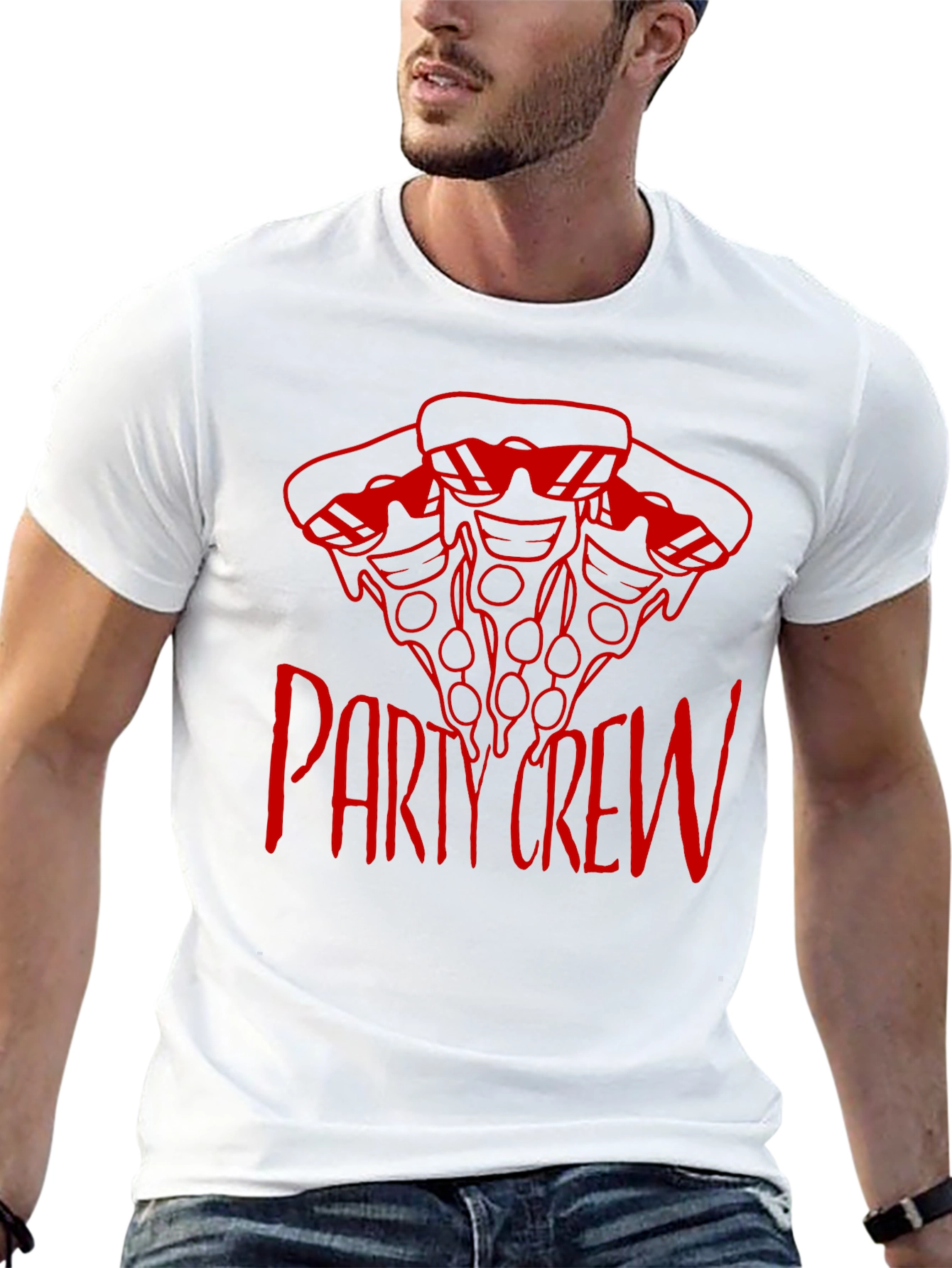 Black Pizza Party Crew T-Shirt - Cool Graphic Tee view 13
