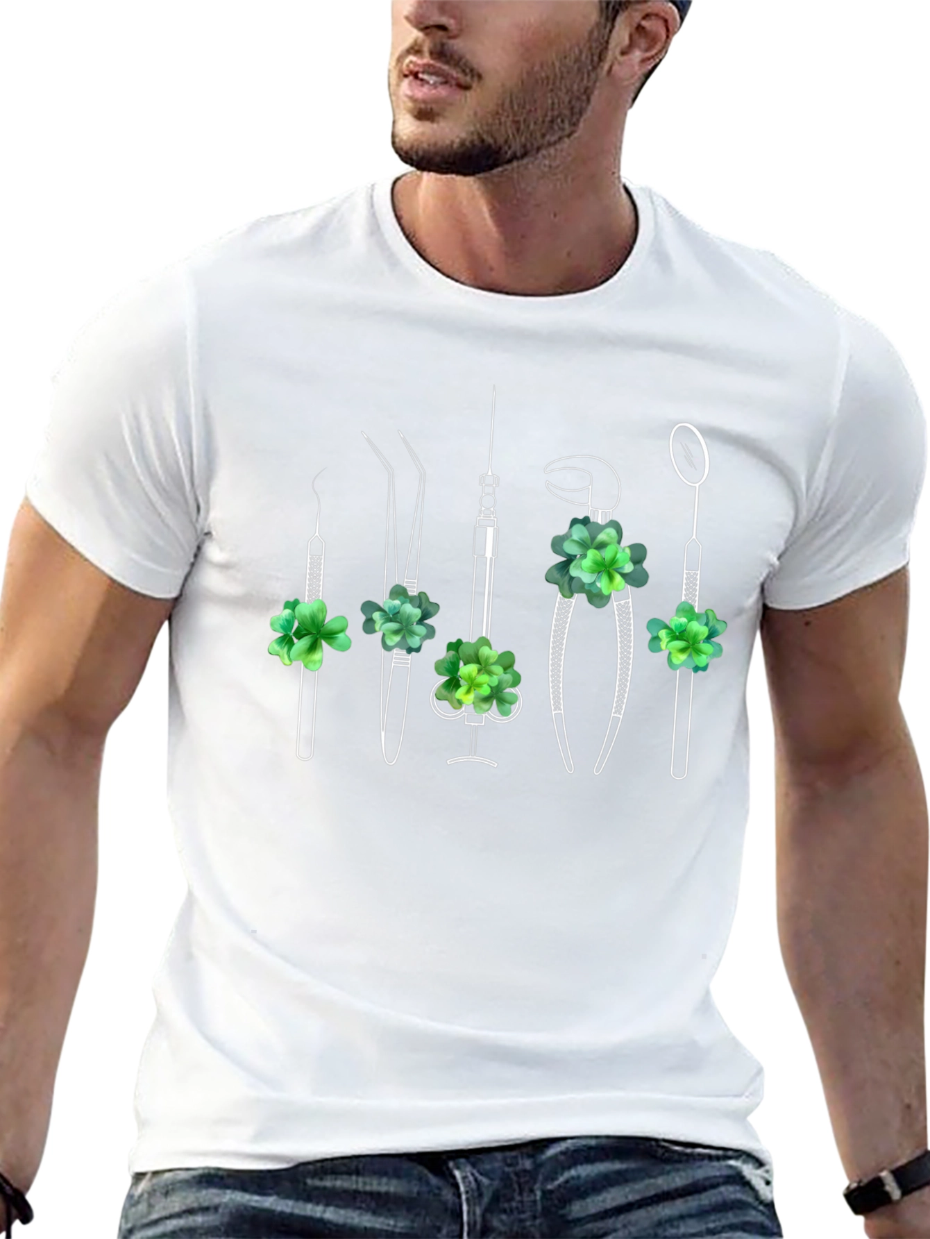 Black Dentist Tool Shamrock T-Shirt view 13