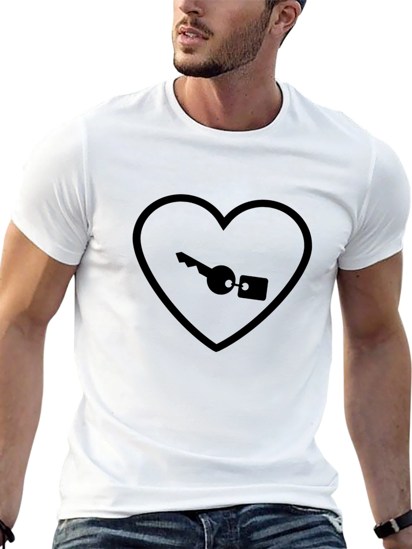 Black Heart Key Graphic T-Shirt - Unlock Your Style! view 13