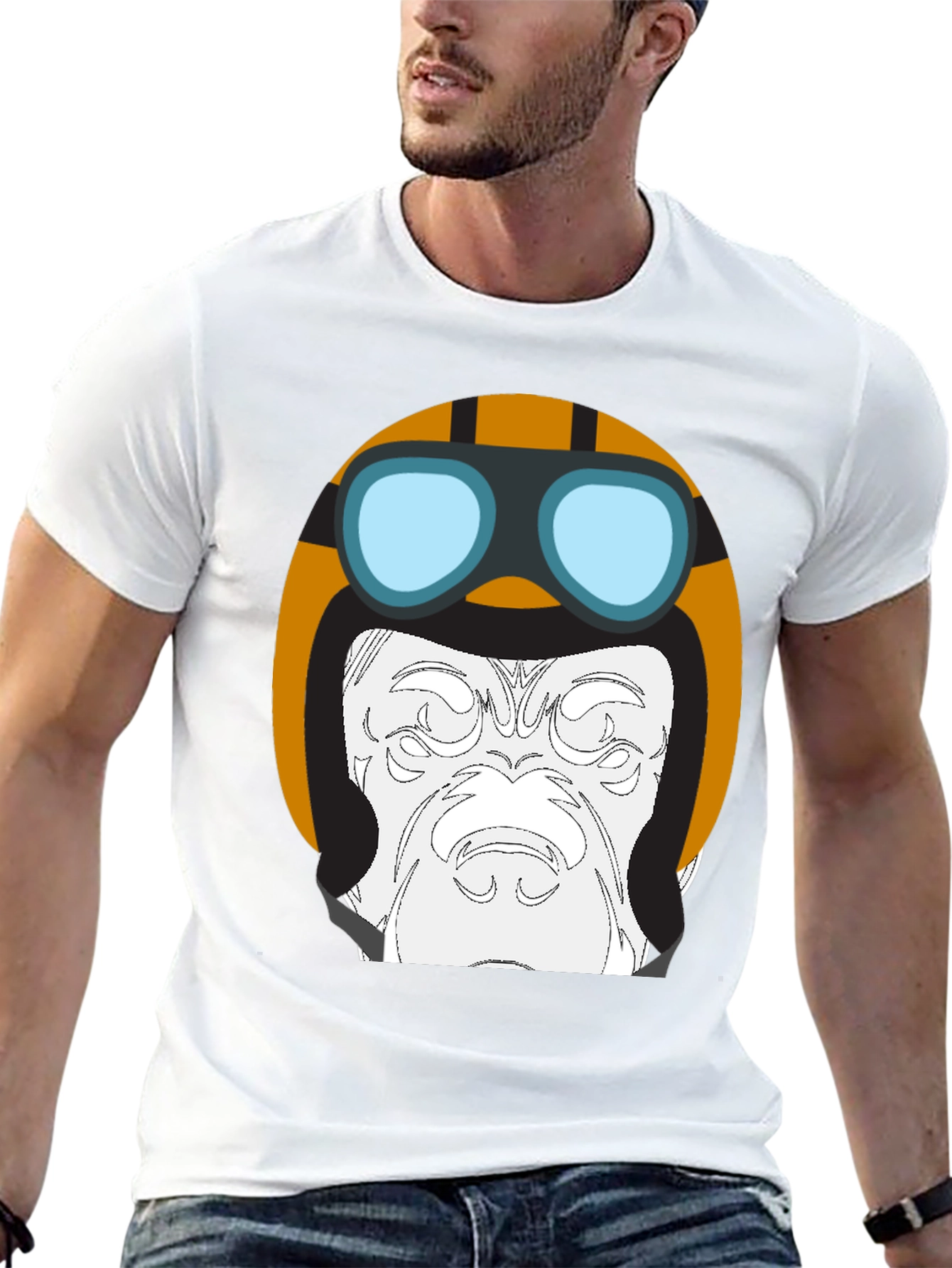 Black Cool Pilot Gorilla Graphic T-Shirt view 13