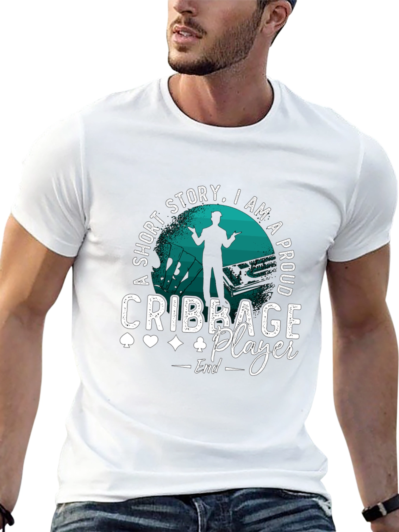 Black Cribbage Player T-Shirt: Short Story, Proud Player! view 13