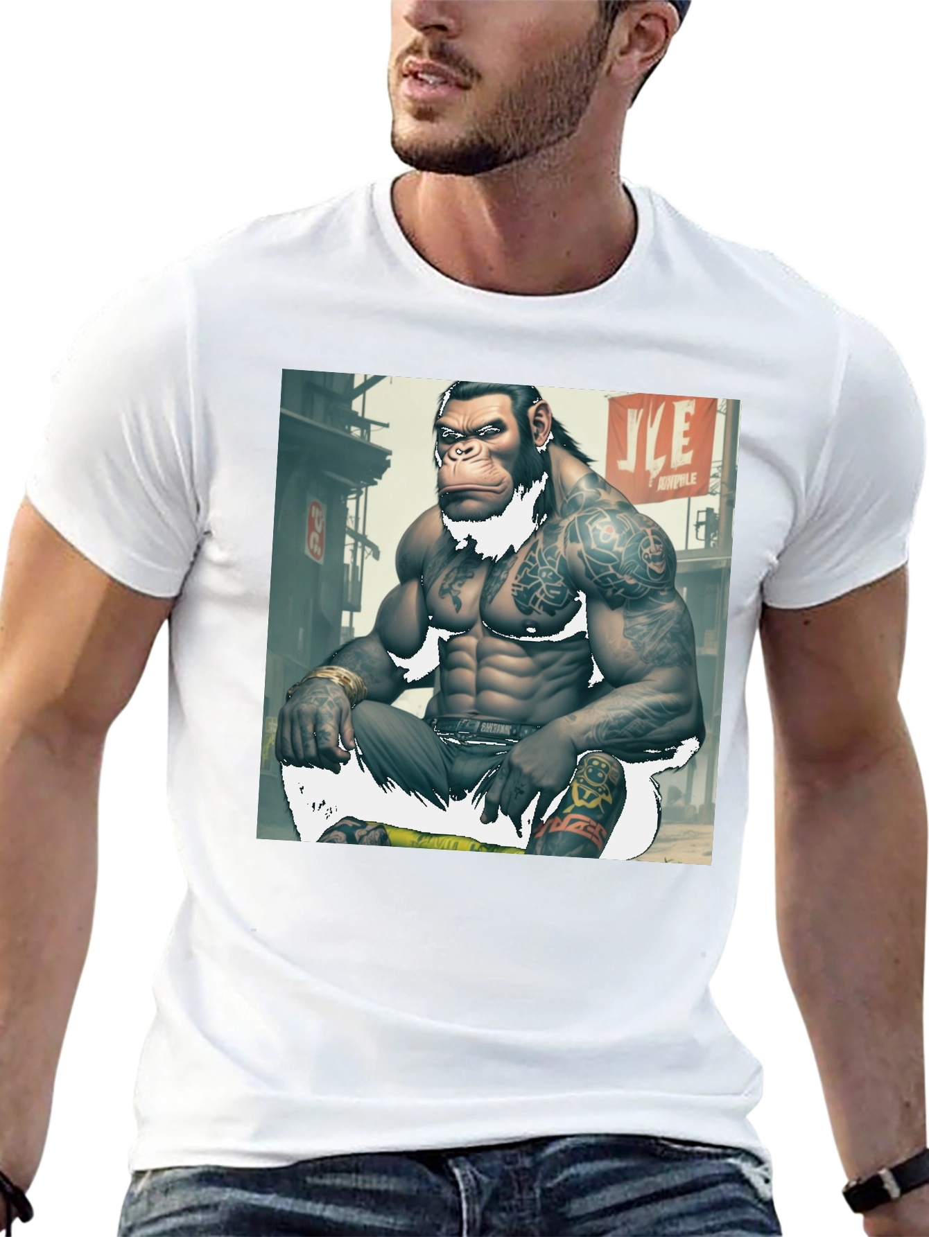 Black Tattooed Gorilla Graphic Tee - Urban Ape Style view 13