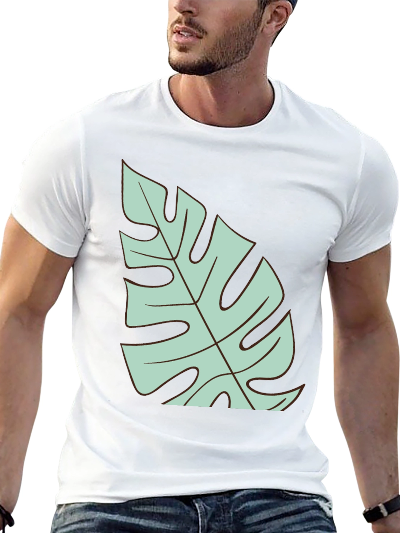 Black Tropical Monstera Leaf Graphic T-Shirt - Black view 13