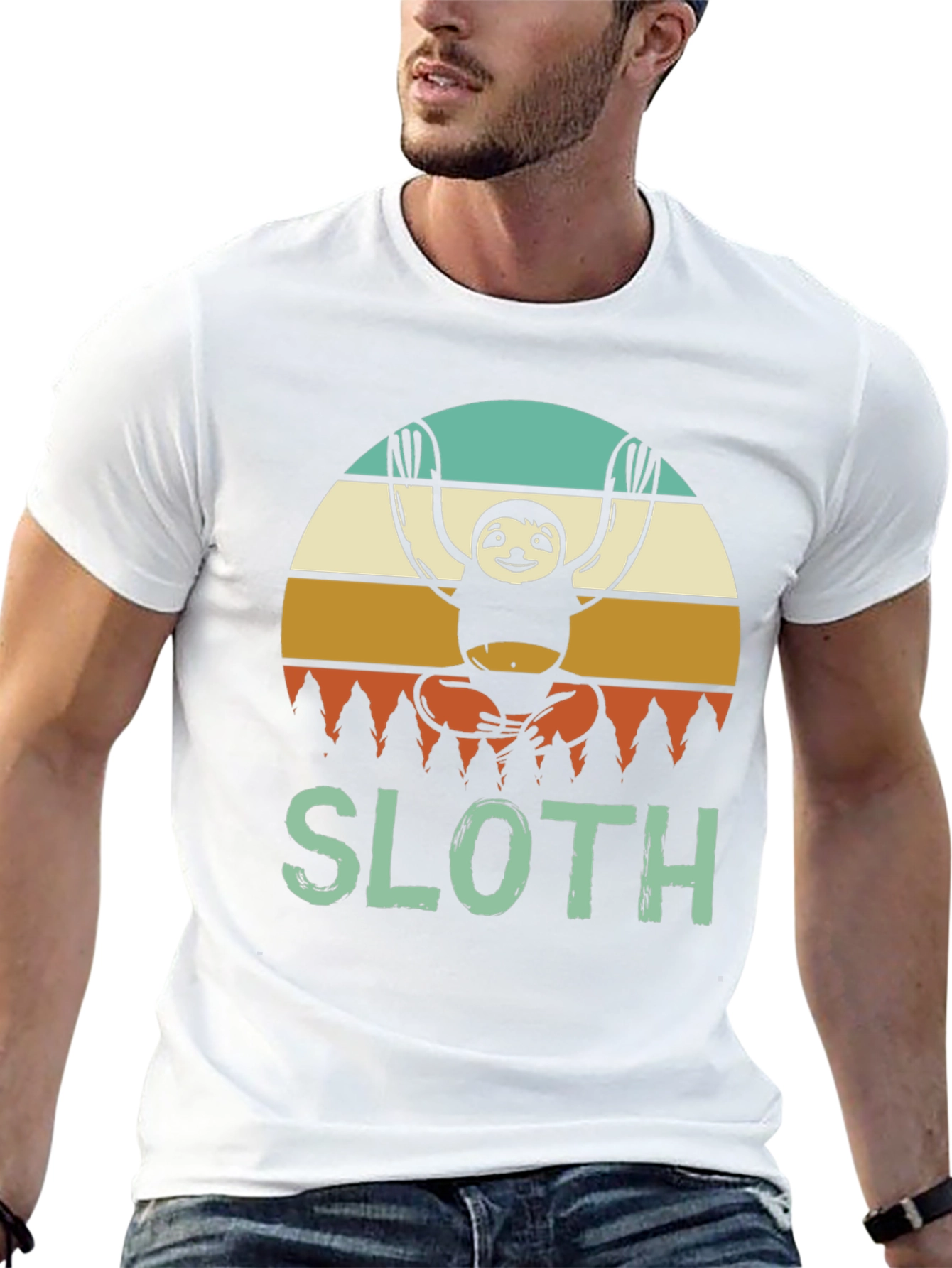 Black Meditating Sloth Graphic T-Shirt view 13