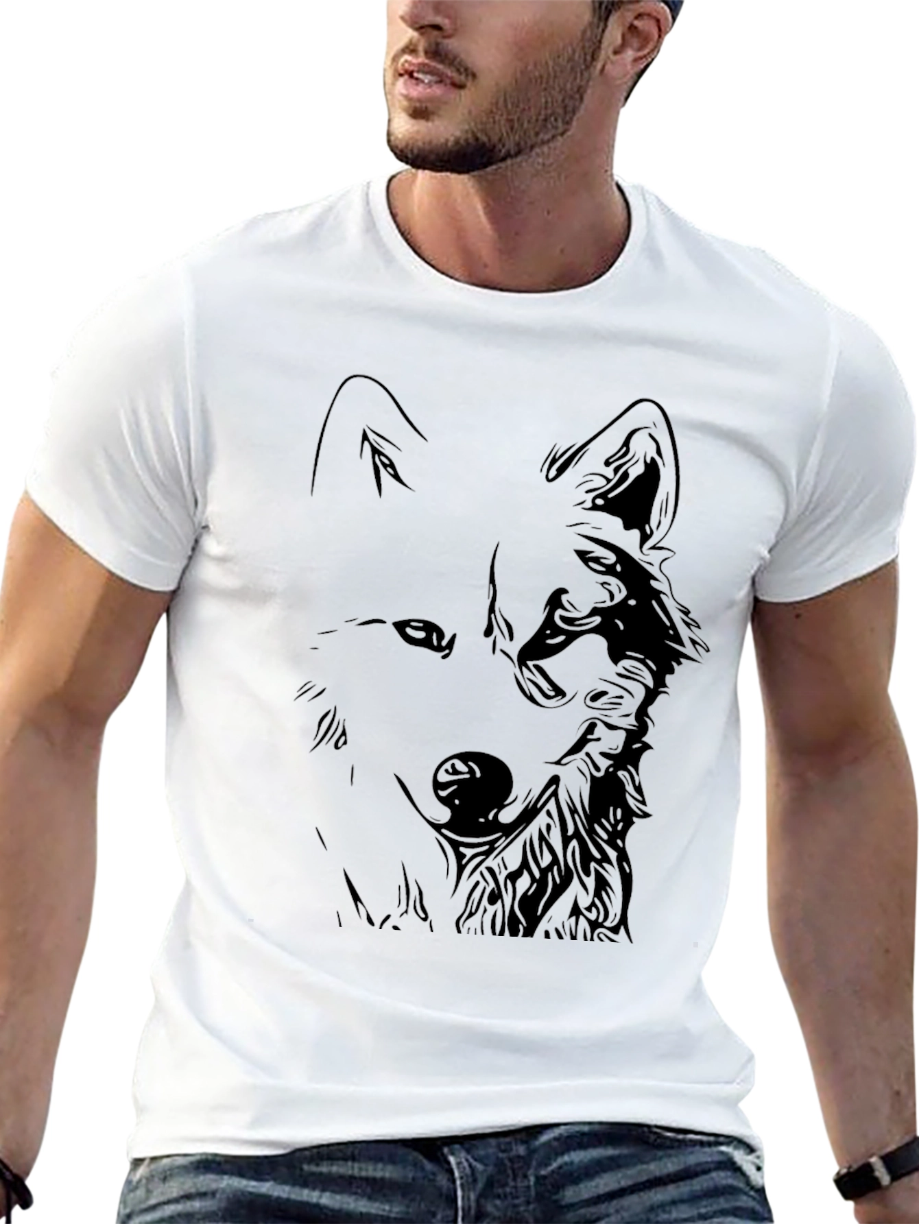 Black Black Wolf Graphic Tee - Stylish Men's T-Shirt view 13