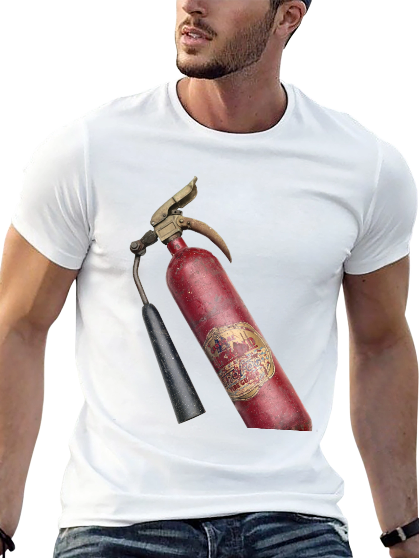 Black Vintage Fire Extinguisher Graphic T-Shirt view 13