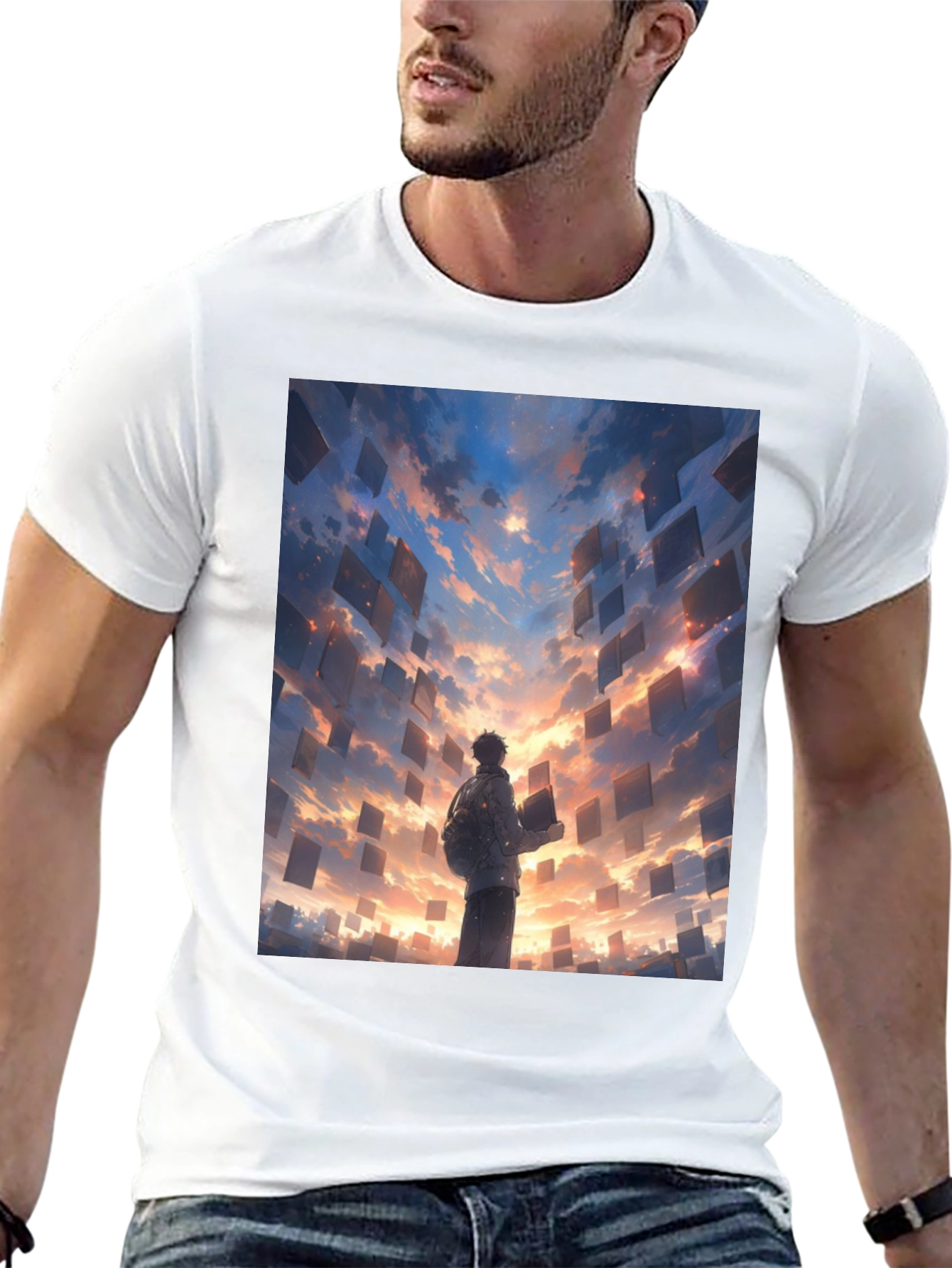 Black Surreal Sky Books Graphic Tee view 13