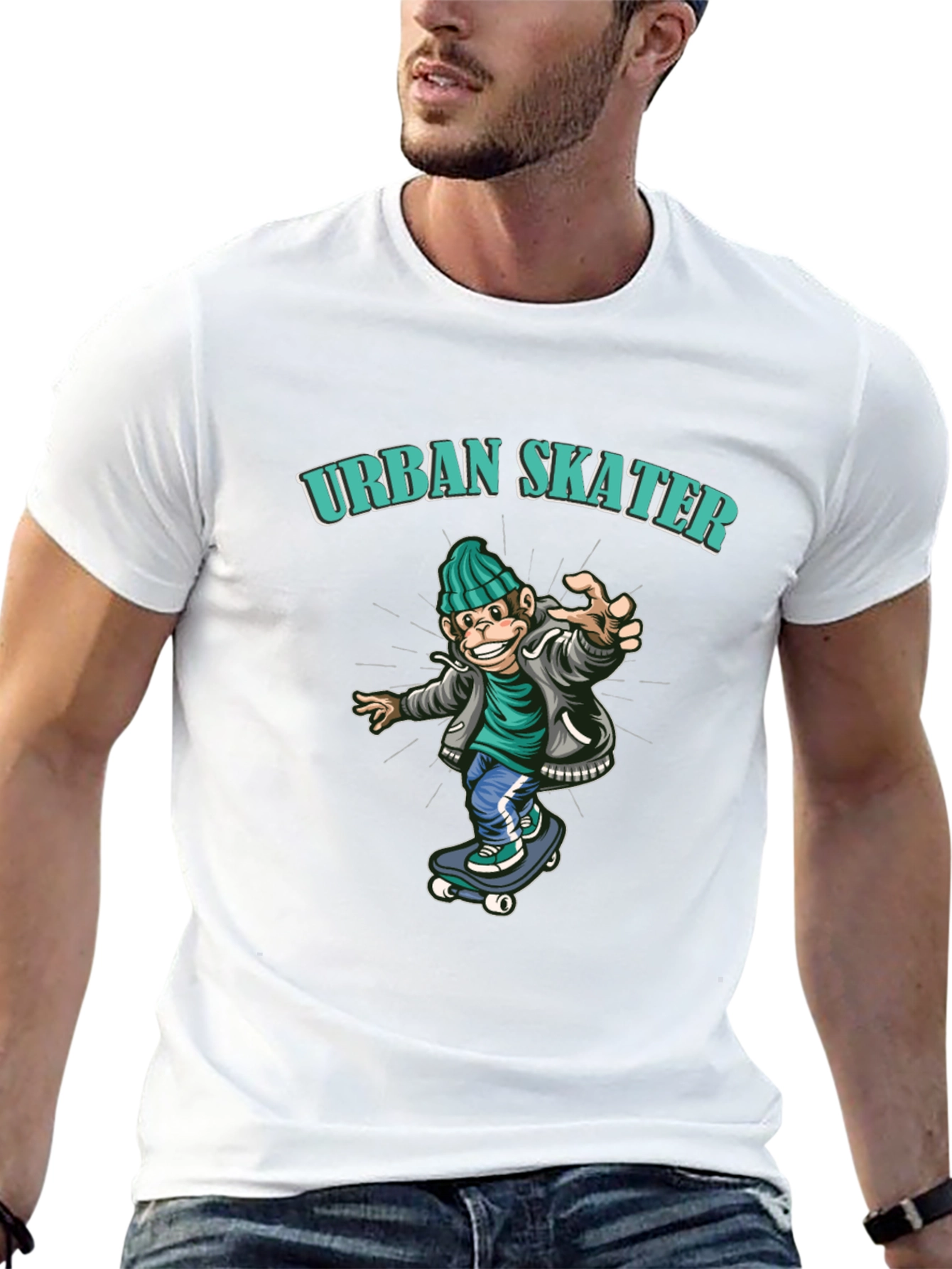Black Urban Skater Monkey Graphic Tee view 13