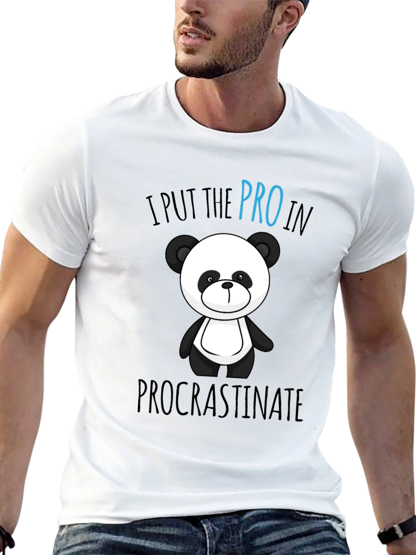 Black Funny Panda Procrastinate Graphic T-Shirt view 13