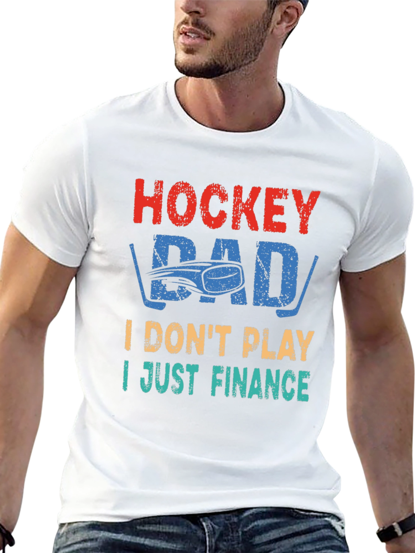 Black Hockey Dad T-Shirt - I Just Finance view 13