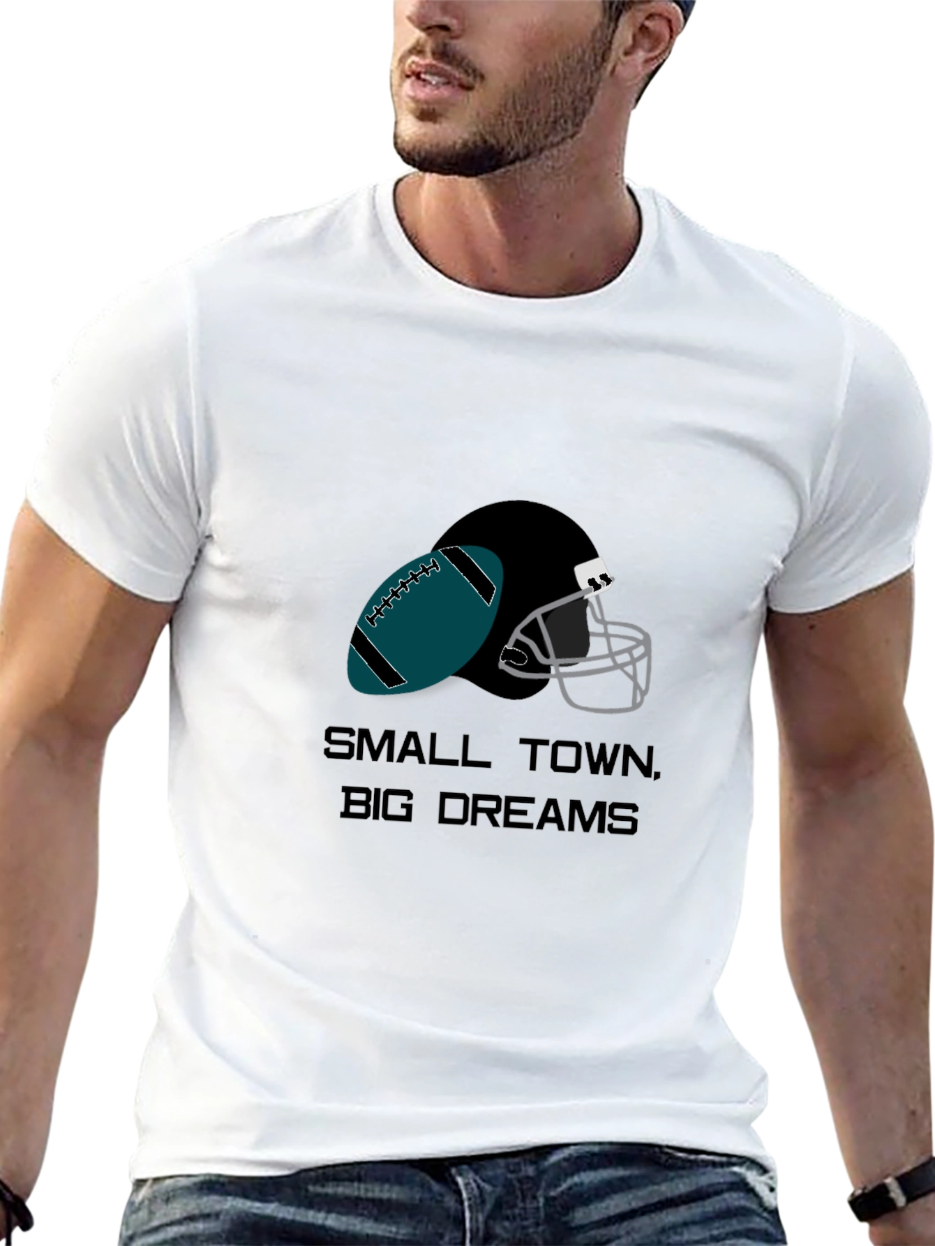 Black Small Town Big Dreams Football Graphic Tee view 13