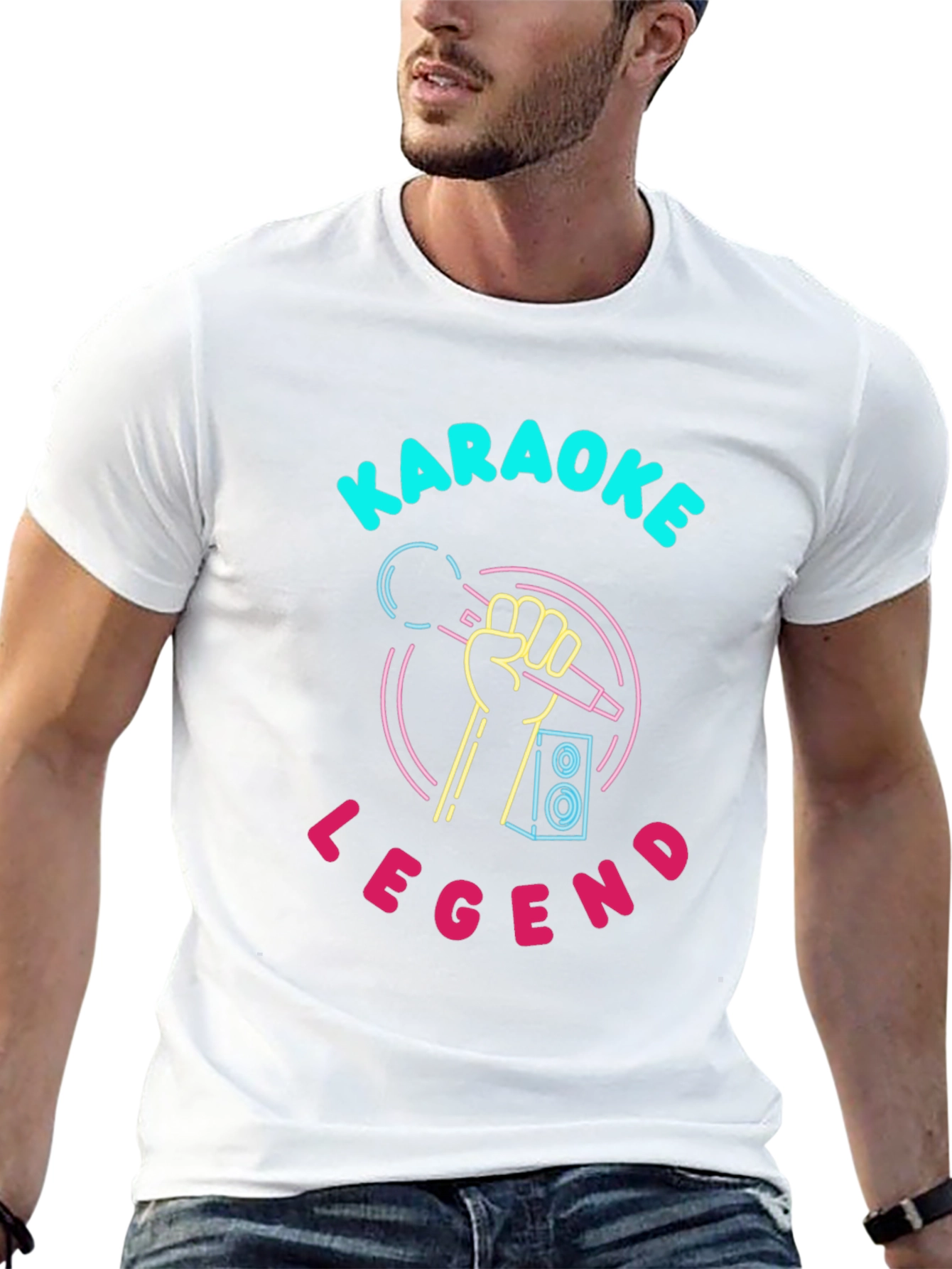 Black Karaoke Legend T-Shirt - Neon Design view 13