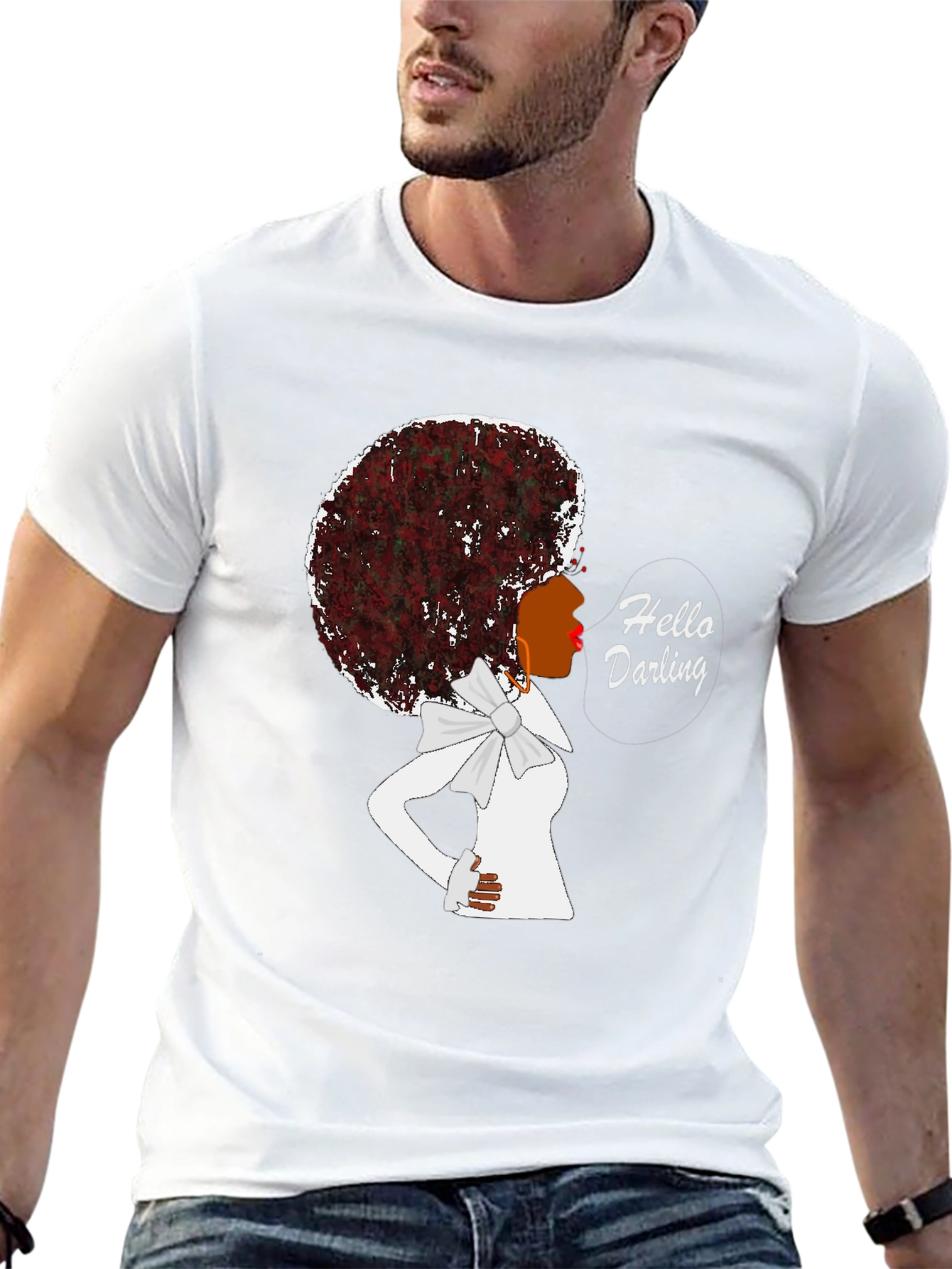 Black Afro Diva "Hello Darling" T-Shirt - Stylish & Comfortable view 13