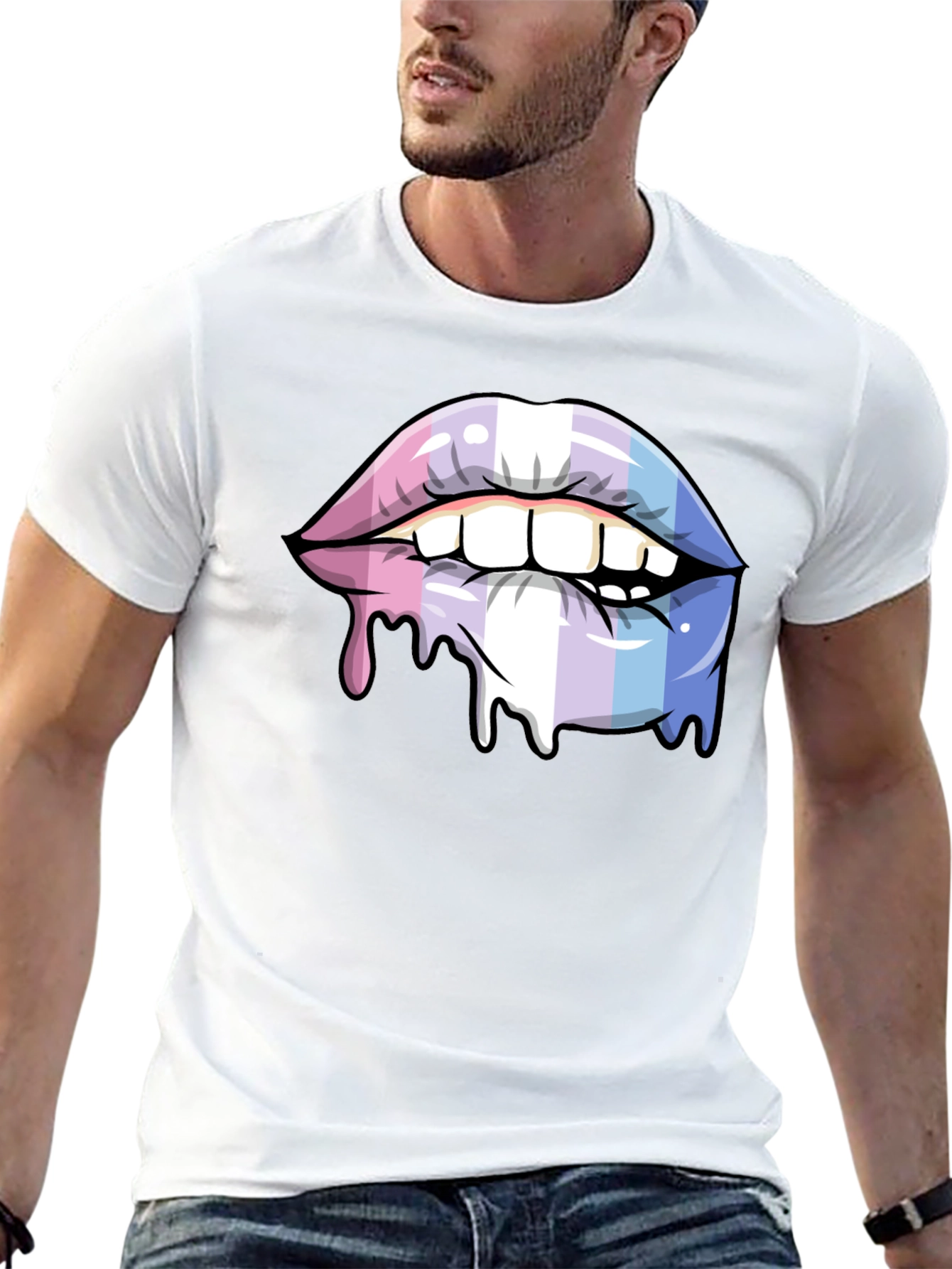 Black Trans Pride Lips T-Shirt - LGBTQ+ Pride Apparel view 13