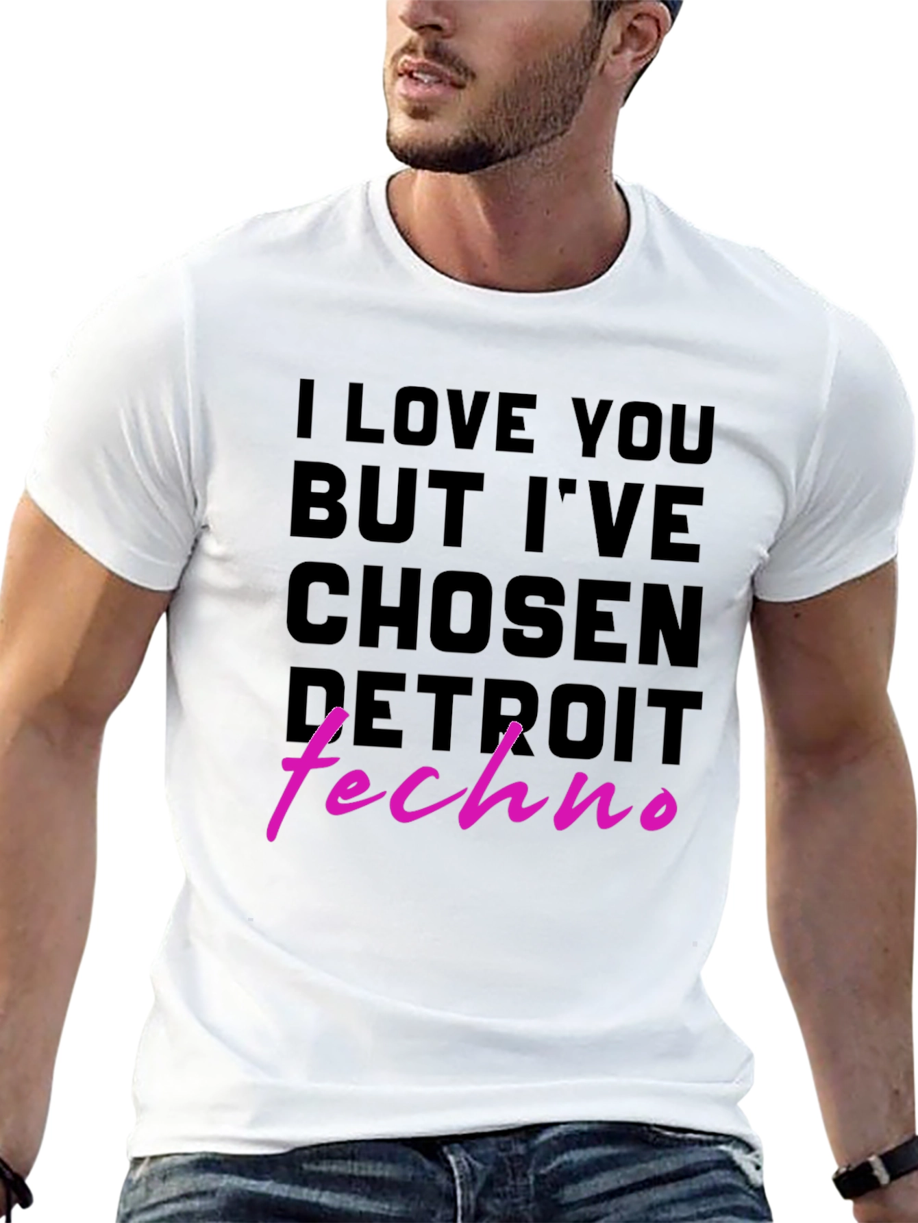 Black I Love You But Detroit Techno Graphic Tee view 13